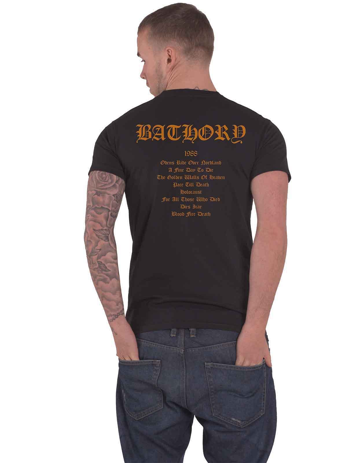 Bathory Blood Fire Death T-Shirt - Official Men's Black Tee for Metal Fans