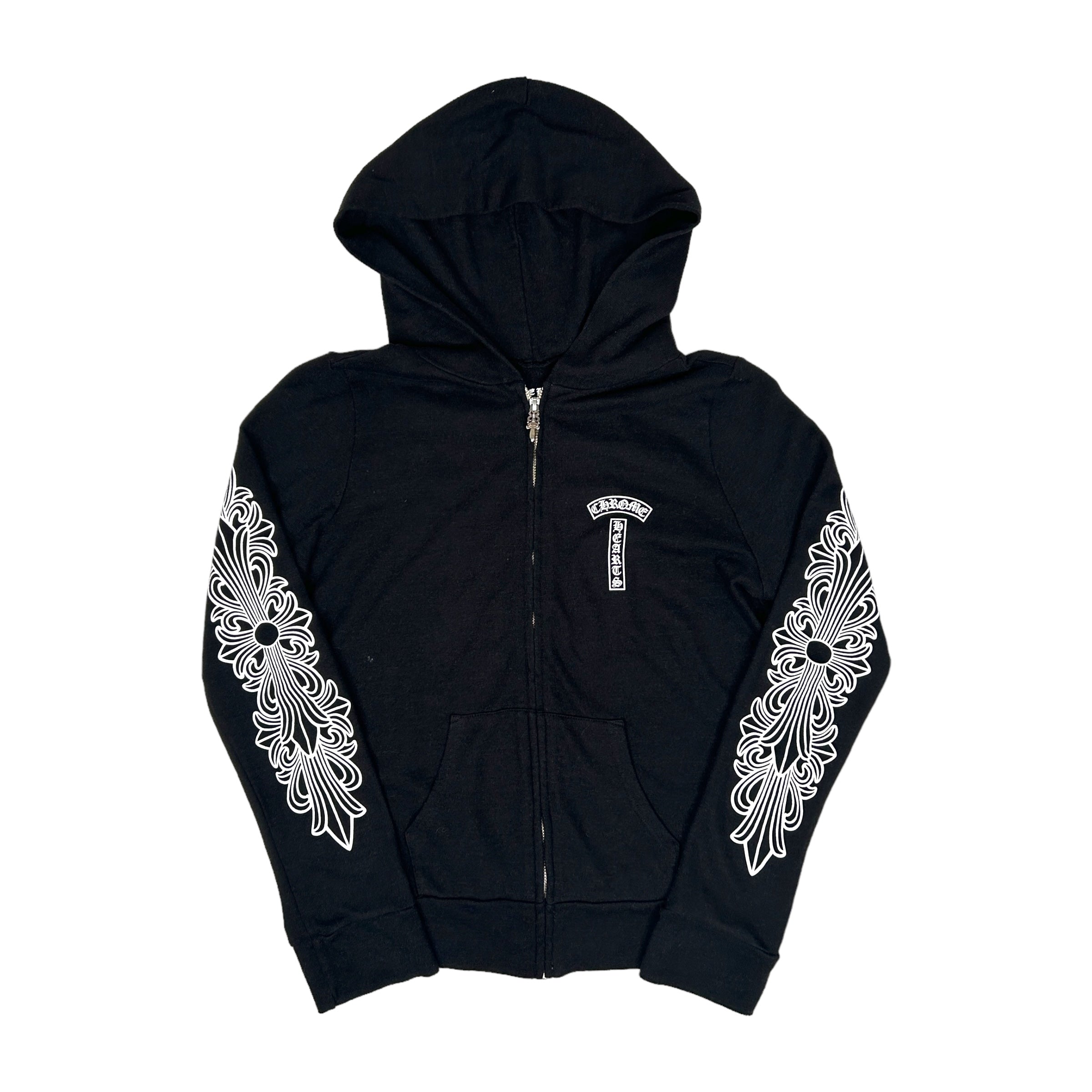 Chrome Hearts Zip-Up Hoodie for Men & Women - Black Cotton Pullover with Front Pocket | Perfect for Casual Wear, Street Style & Outdoor Activities