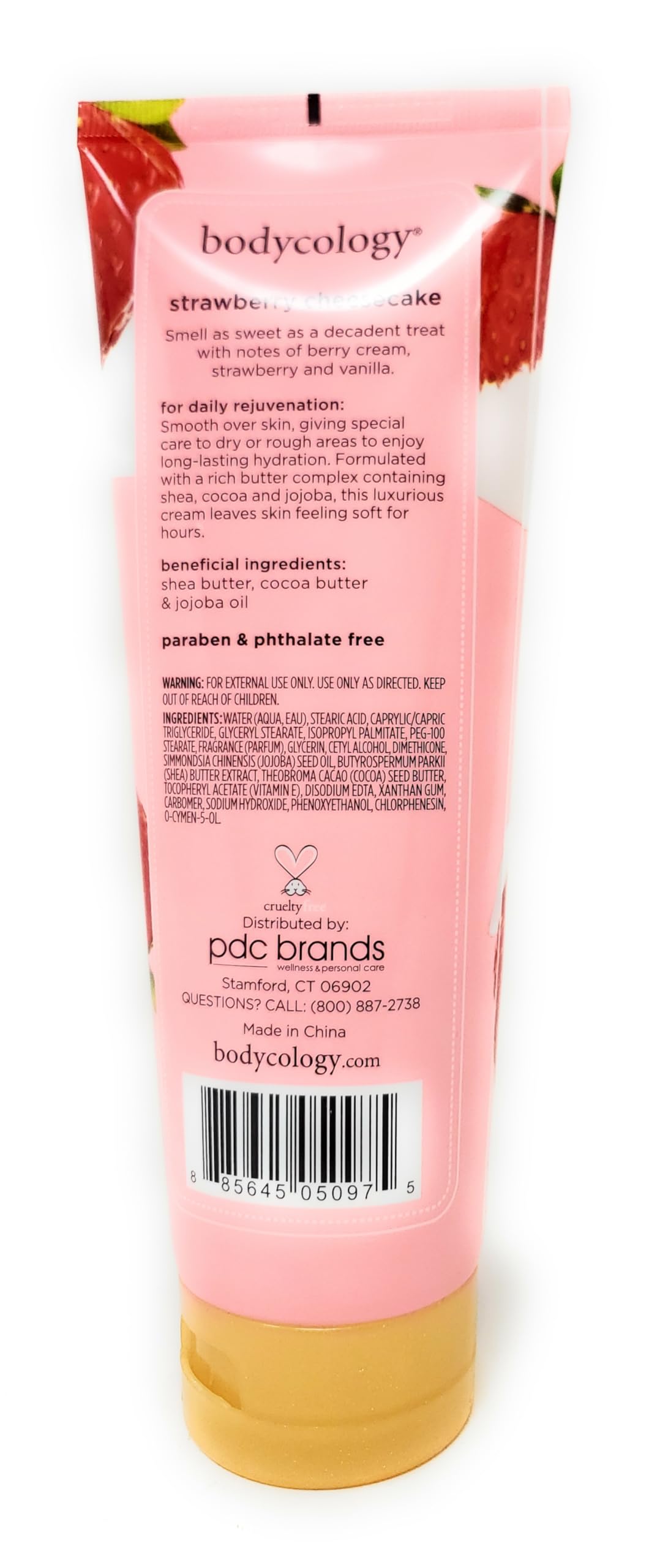 Strawberry Cheesecake Scented 2-in-1 Body Wash & Bubble Bath 16 fl oz + Moisturizing Body Cream 8 oz Duo Pack - Luxurious Bath & Skincare Gift Set for Women, Perfect for Relaxing Spa Nights & Self-Care Routines