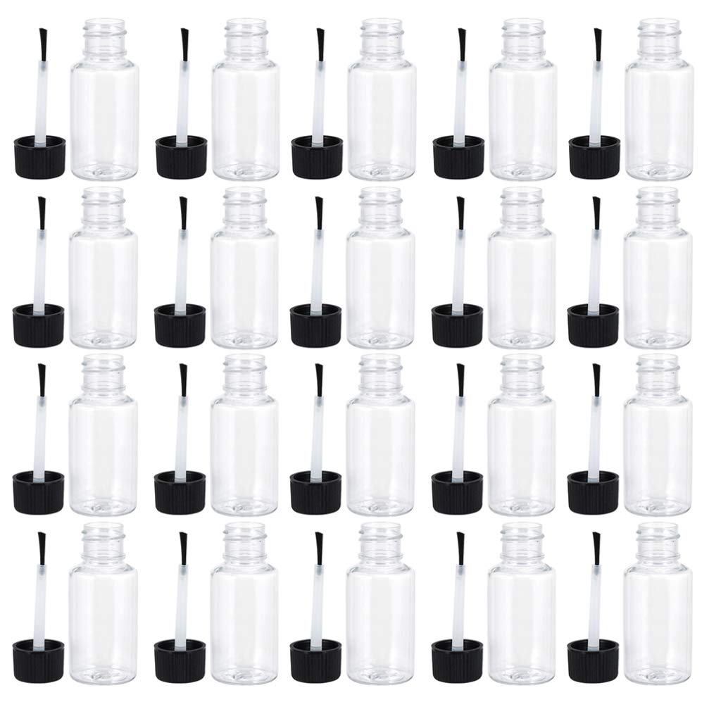FRCOLOR 20pcs 20ml Empty Nail Polish Bottles with Brush - Refillable Plastic Nail Art Containers for DIY Manicure, Salon & Home Use