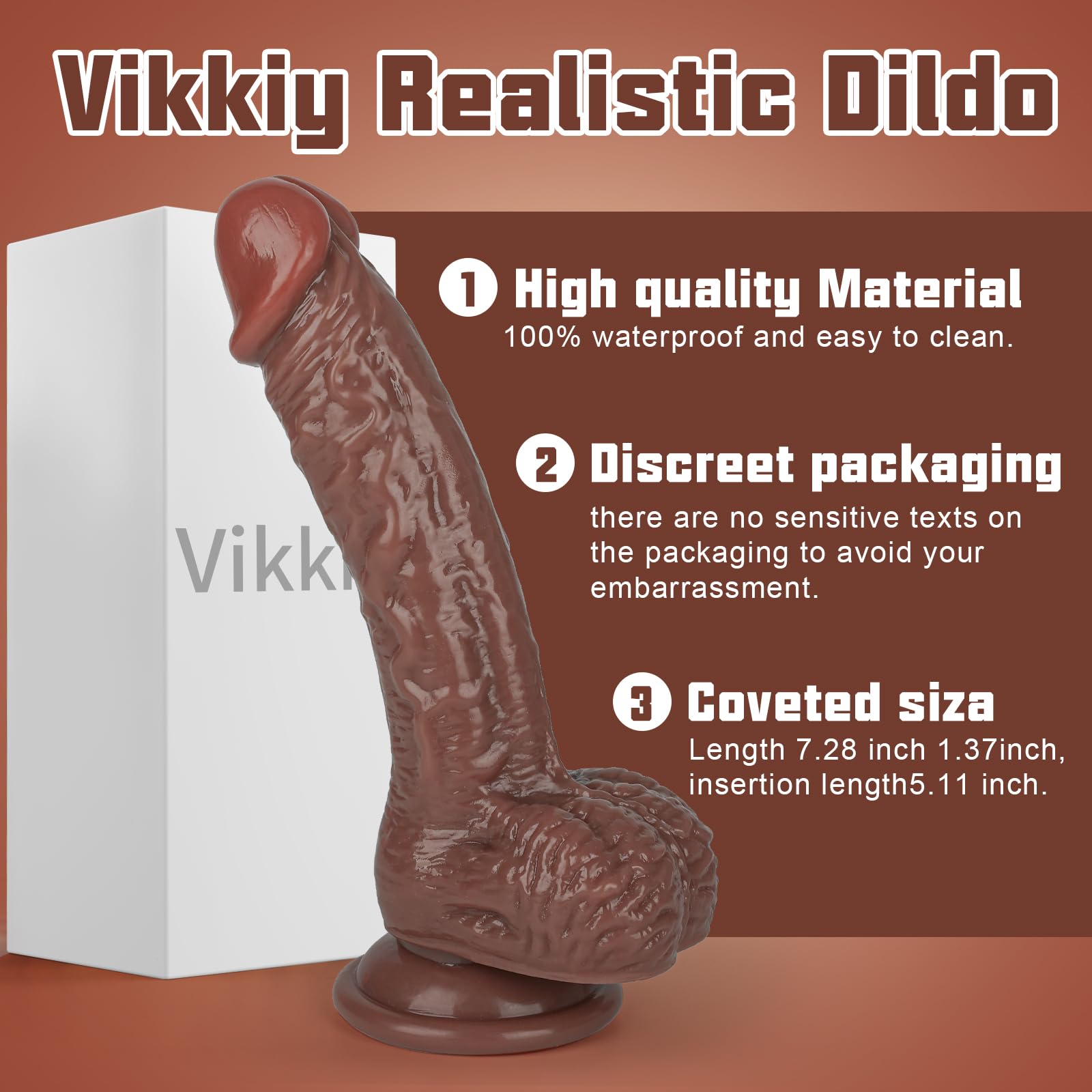 7.3 Inch Realistic Dildo with Body-Safe Silicone - Lifelike Skin Feel & G-Spot Stimulator - Strong Suction Cup for Hands-Free Play - Adult Sex Toy for Couples, Solo Play & BDSM Exploration