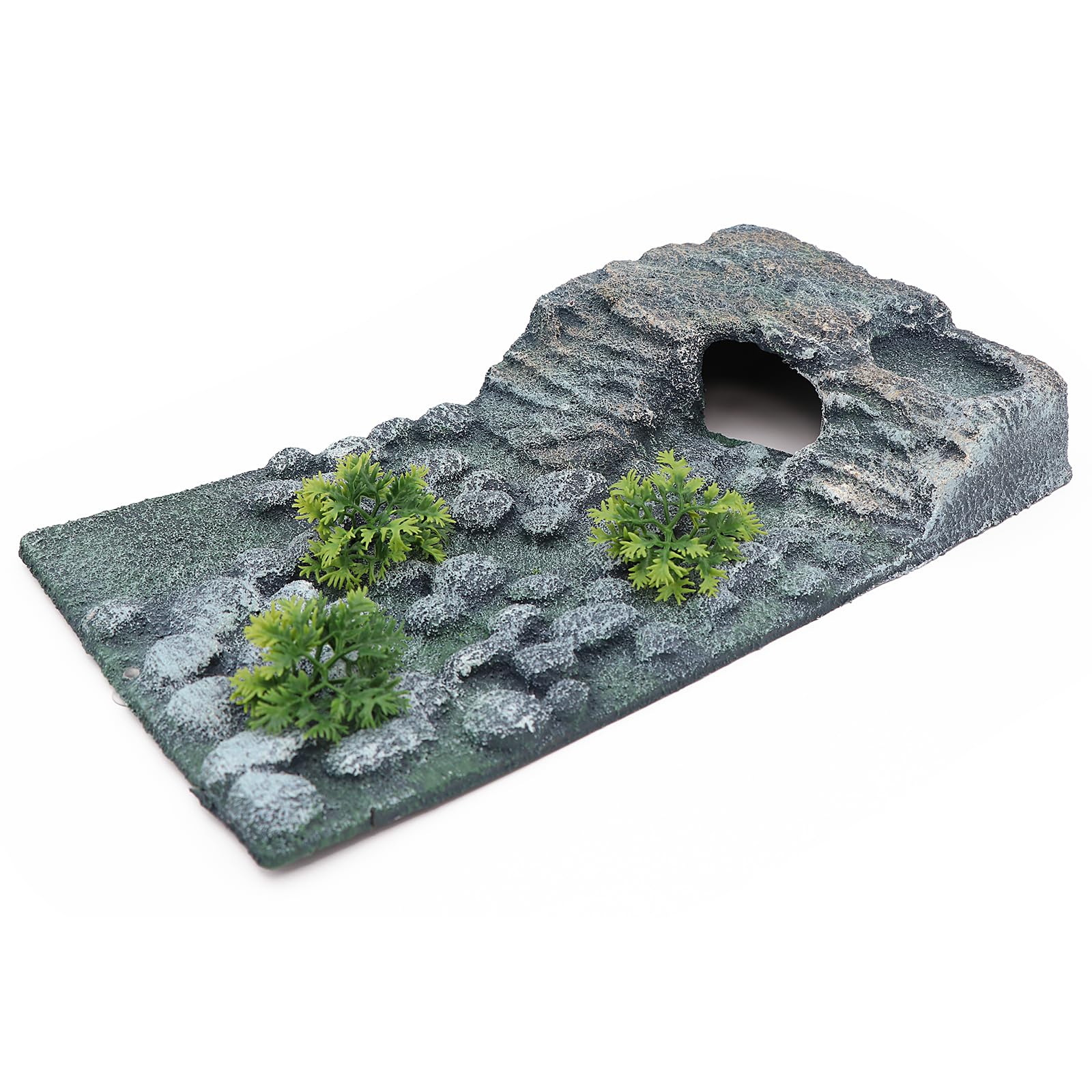 AQUA KT Turtle Ramp - Basking Platform & Hideout for Aquatic Turtles - Includes Food Bowl & Terrarium Plants - Complete Aquatic Turtle Habitat Decor Kit (1 Pack) - Perfect for Turtle Tanks, Aquariums & Reptile Enclosures