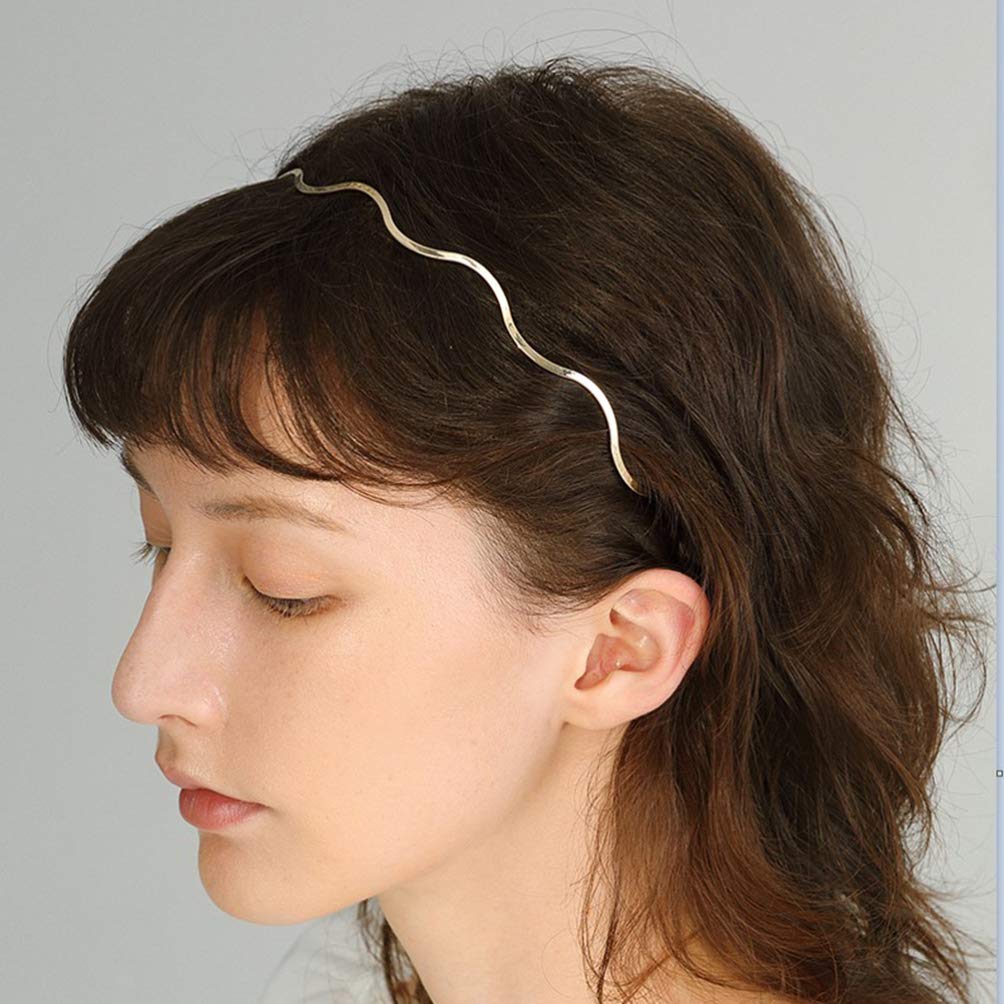 Stylish Thin Gold Wavy Metal Headbands for Women - Elegant Hair Accessories for Parties, Weddings & Everyday Wear