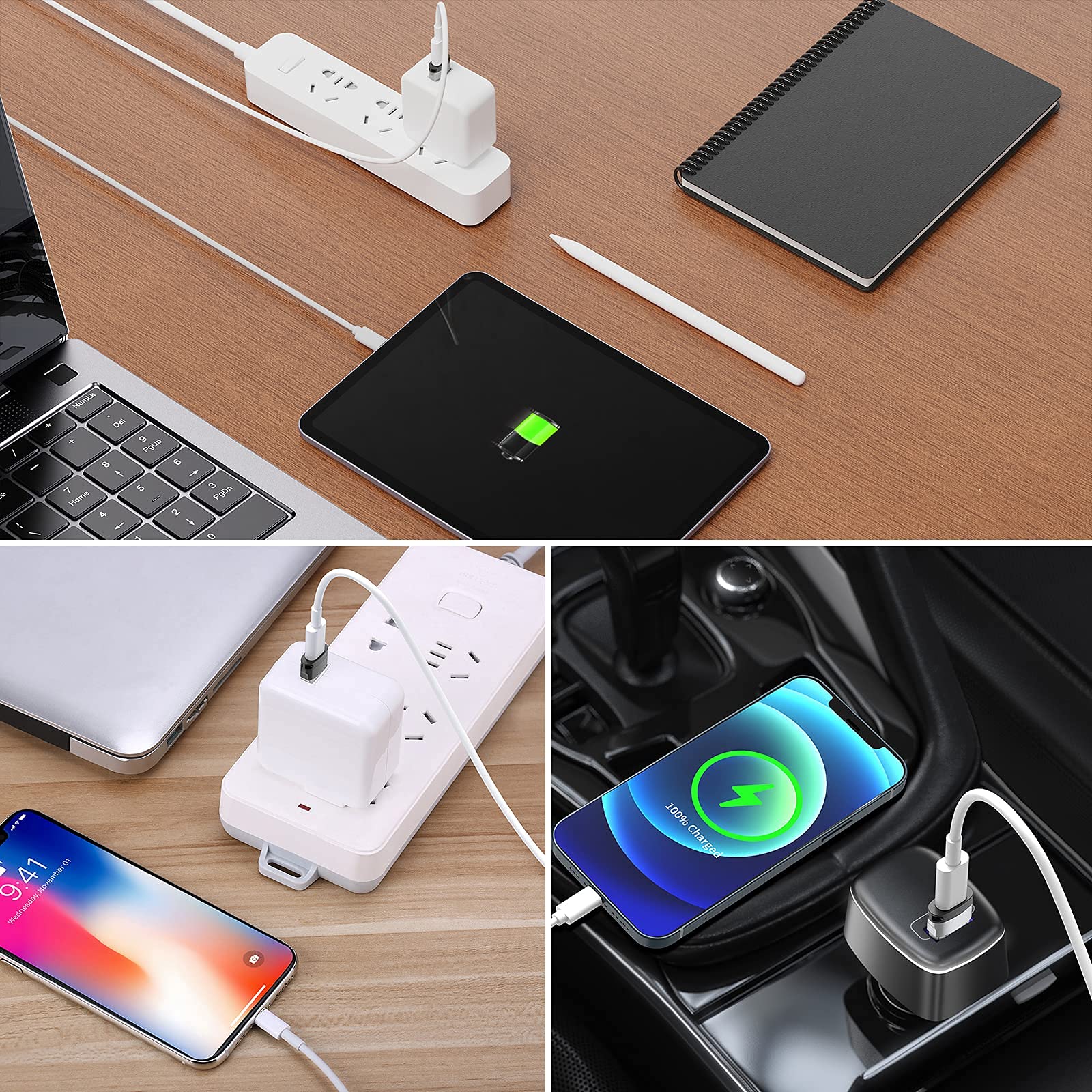 4-Pack USB C to USB Adapter, Type C Female to USB Male Charger Cable Converter - Compatible with Apple Watch Series 7/SE, iPhone, iPad Air 4th/5th, iPad Mini 6th, Samsung Galaxy - Silver | Perfect for Travel, Office & Home Charging Solutions