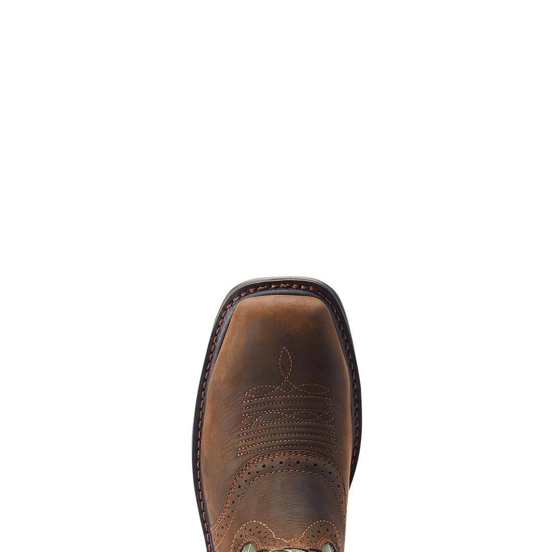 Sierra Shock Shield Steel Toe Work Boots for Men - Dark Brown Safety Shoes for Construction, Warehouse & Outdoor Work