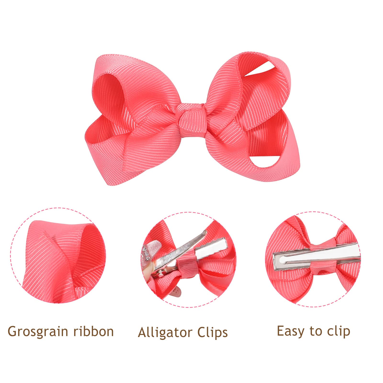 50PCS 3 Inch Hair Bows for Girls - Grosgrain Ribbon Hair Clips with Alligator Clips for Toddlers, Baby Girls, Kids & Teens - Perfect for Parties, School, Holidays & Everyday Wear