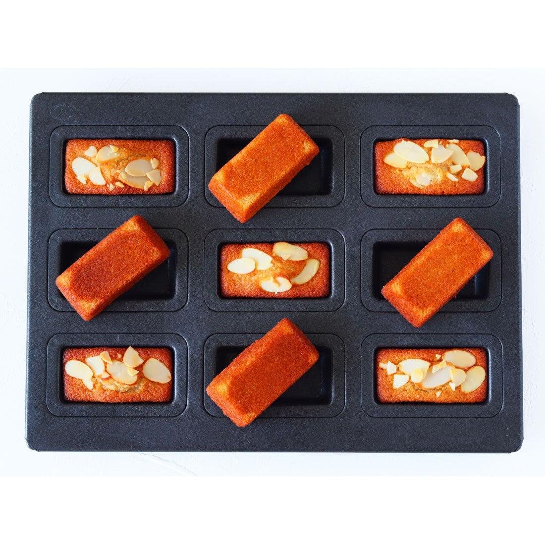 Nonstick Teflon Coated Matsunaga Financier Cake Pan - 9 Well Baking Mold for Perfect French Pastries | Ideal for Home Baking, Tea Parties & Gift Giving