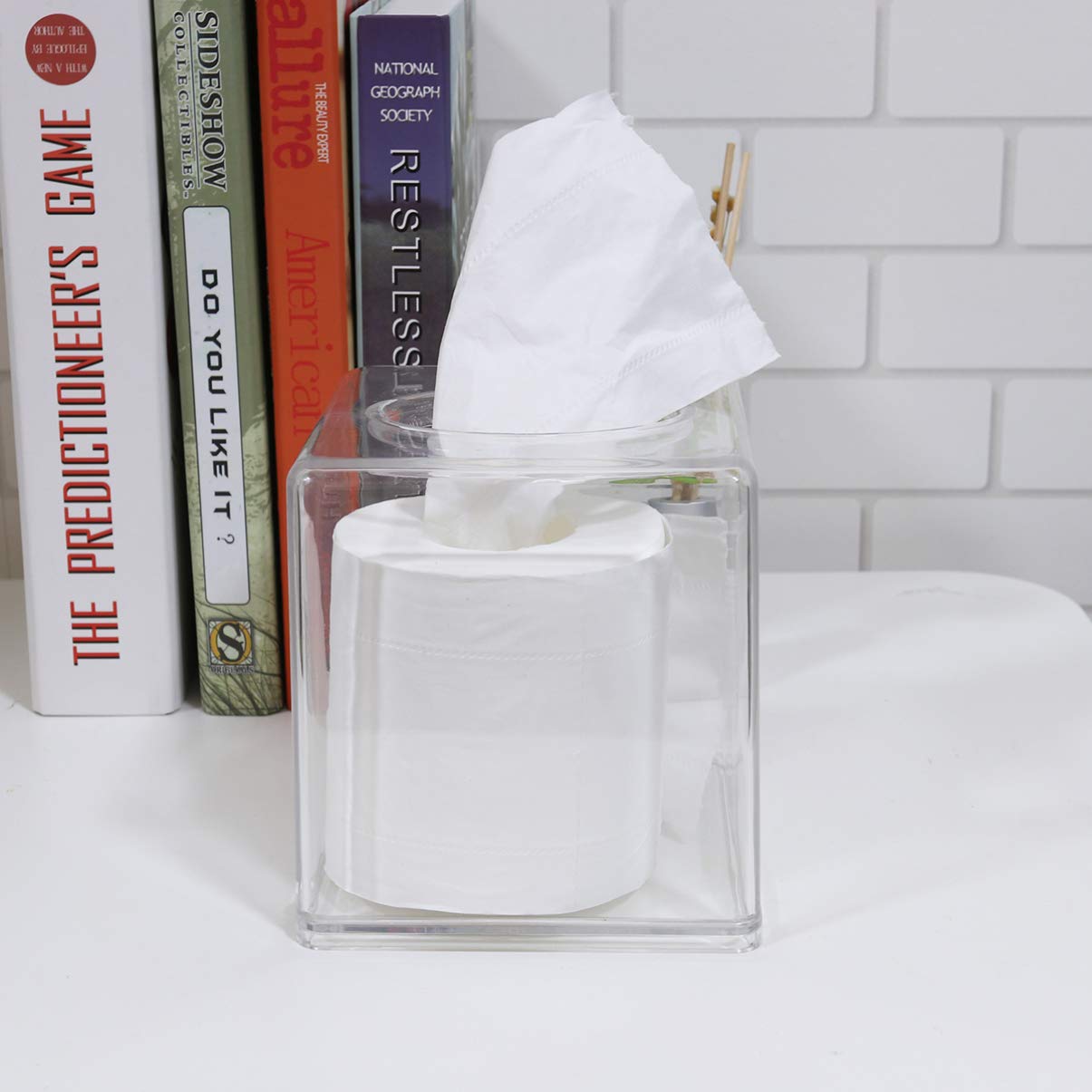 Cabilock Clear Plastic Tissue Box Cover - Rectangular Napkin Holder for Facial Tissues | Bathroom, Kitchen & Office Organizer | Stylish Home & Workspace Storage Solution