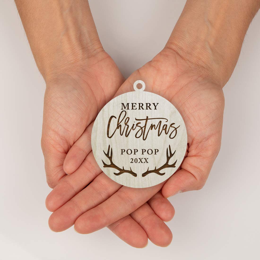 Custom Personalized 2025 Wooden Christmas Ornament - Laser Engraved Family Holiday Decor with Deer Antler Design - Includes Gift Bag & Ribbon - Perfect for Christmas Tree Decorations, Gift Giving and Holiday Home Decor