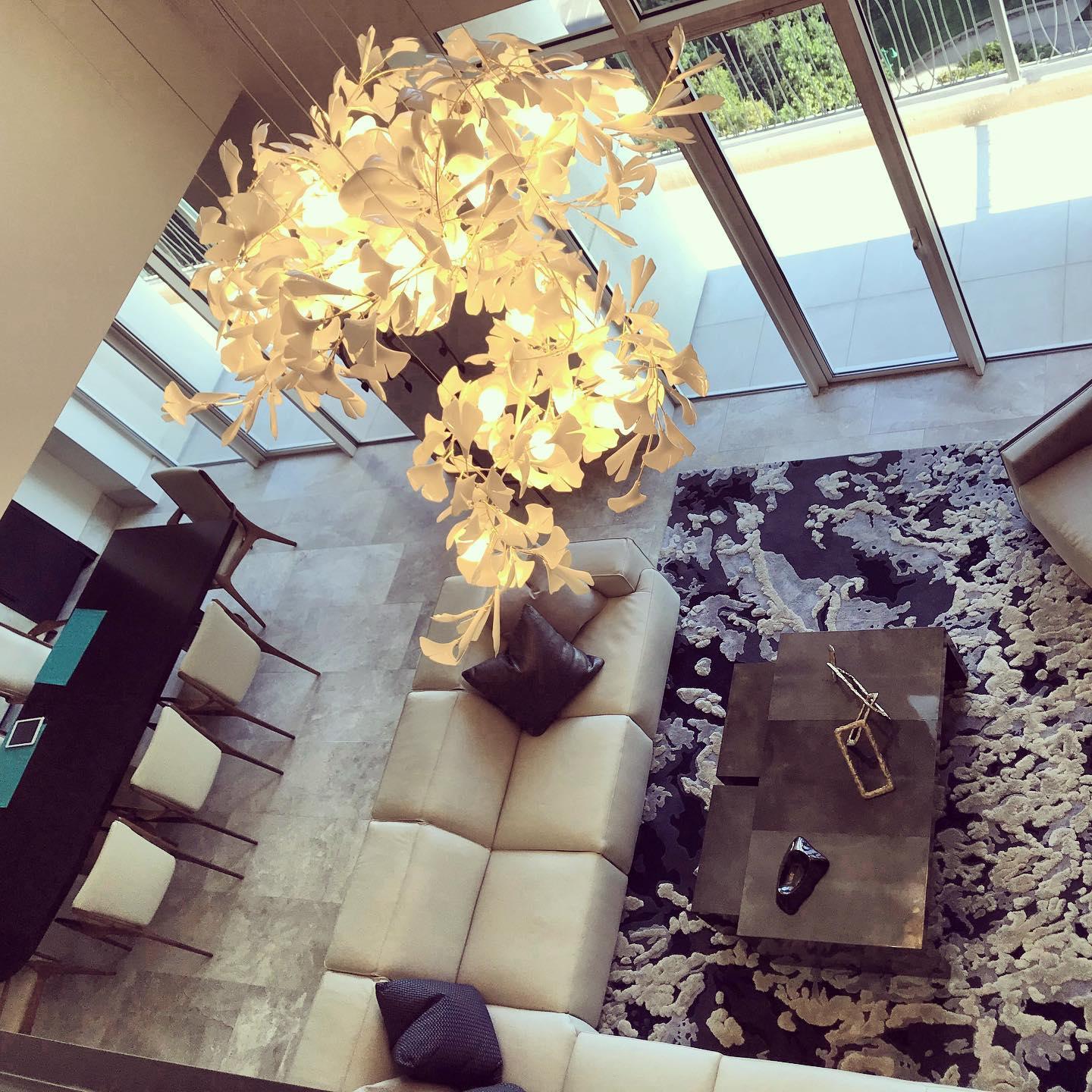 Elegant Ginkgo Leaf Chandelier - Modern Gold Ceiling Light Fixture for Dining Room, Living Room & Bedroom Decor