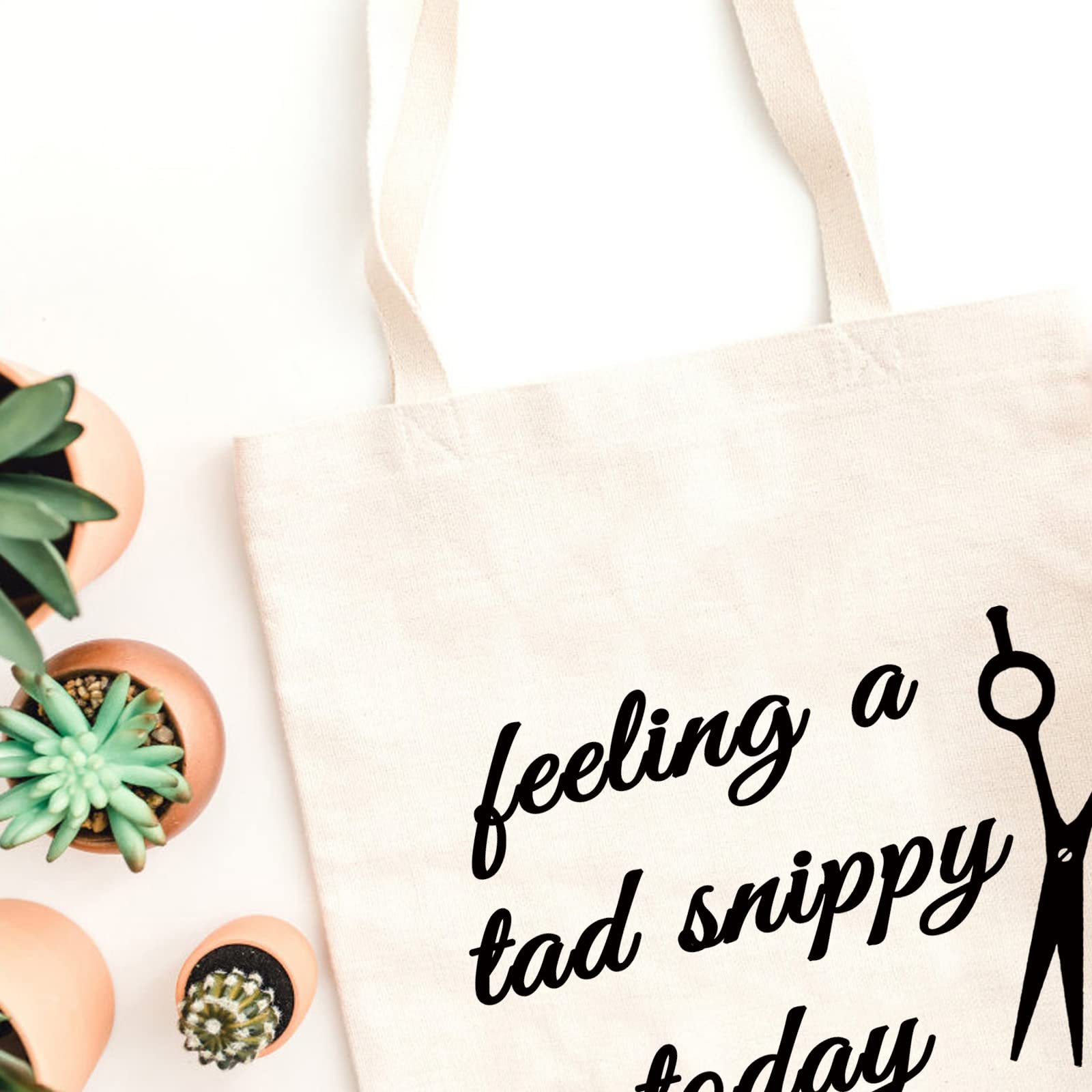 Funny Hairdresser Gift - Cosmetology Graduation Present - 'Feeling A Tad Snippy Today' Tote Bag for Hairstylists - Perfect for Salon Professionals, Beauty School Graduates & Cosmetology Students