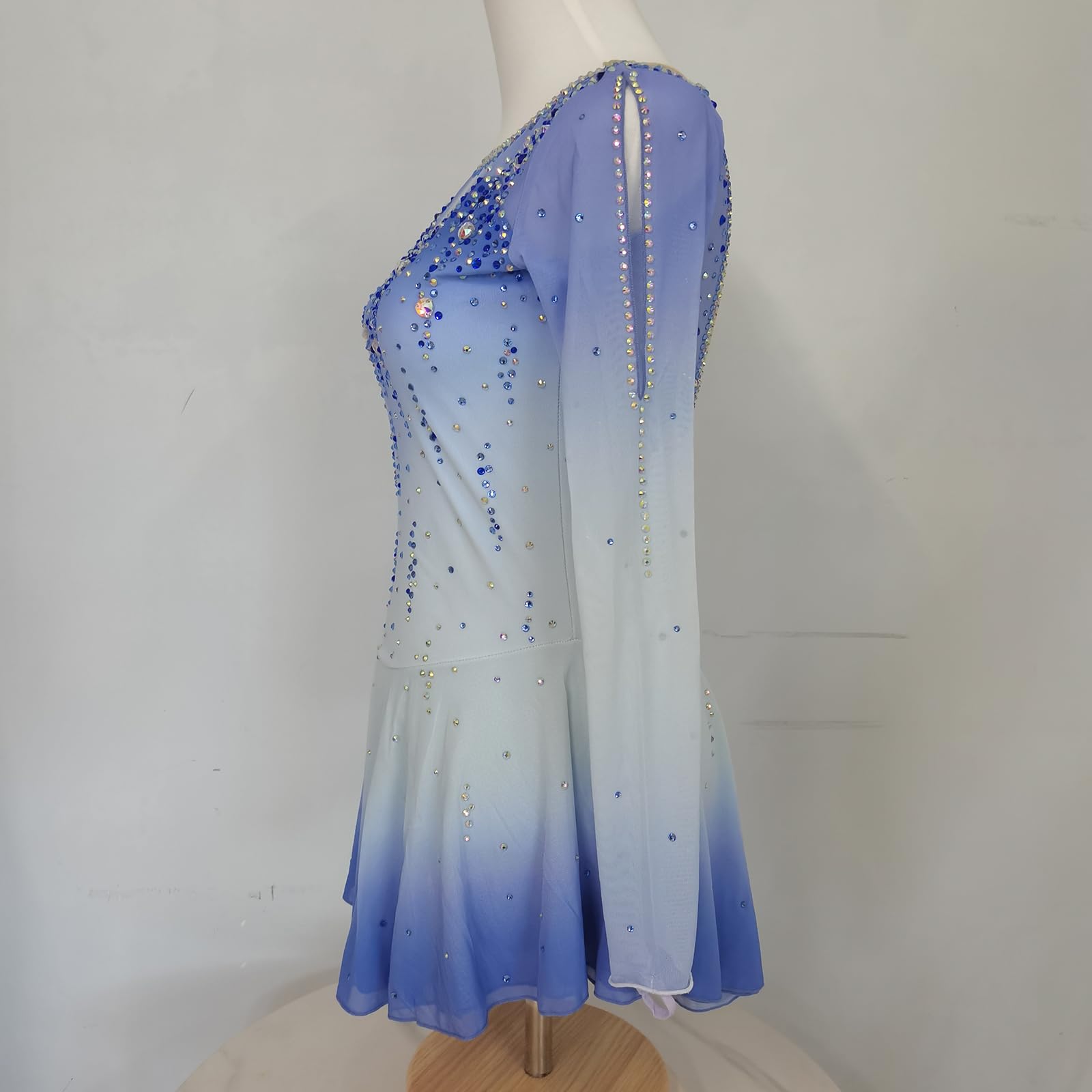 Elegant Blue Figure Skating Dress for Girls & Women - Competition Ice Dance Costume - Professional Skating Outfit for Performances & Shows