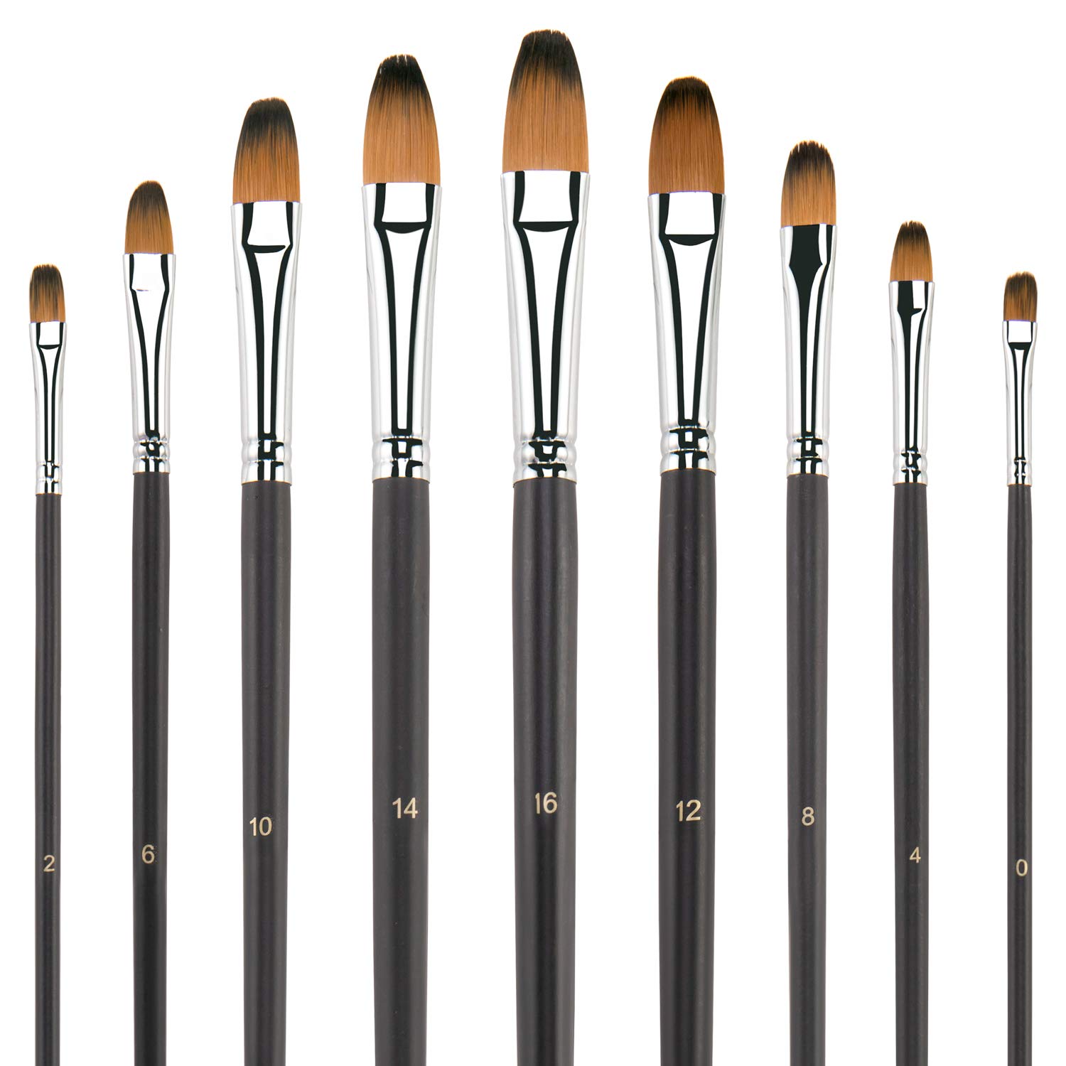 Professional 9-Piece Flat Paint Brush Set for Watercolor, Acrylic, Oil & Model Painting - Artist Detail Paintbrushes with Nylon Hair & Long Handle - Perfect for Canvas Art, DIY Projects & Fine Detailing