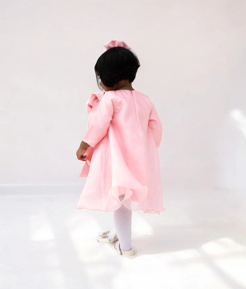 Pre Order: Baby Pink Organza Dress for Girls - Elegant Party Gown for Birthday, Flower Girl, Pageant & Special Occasions
