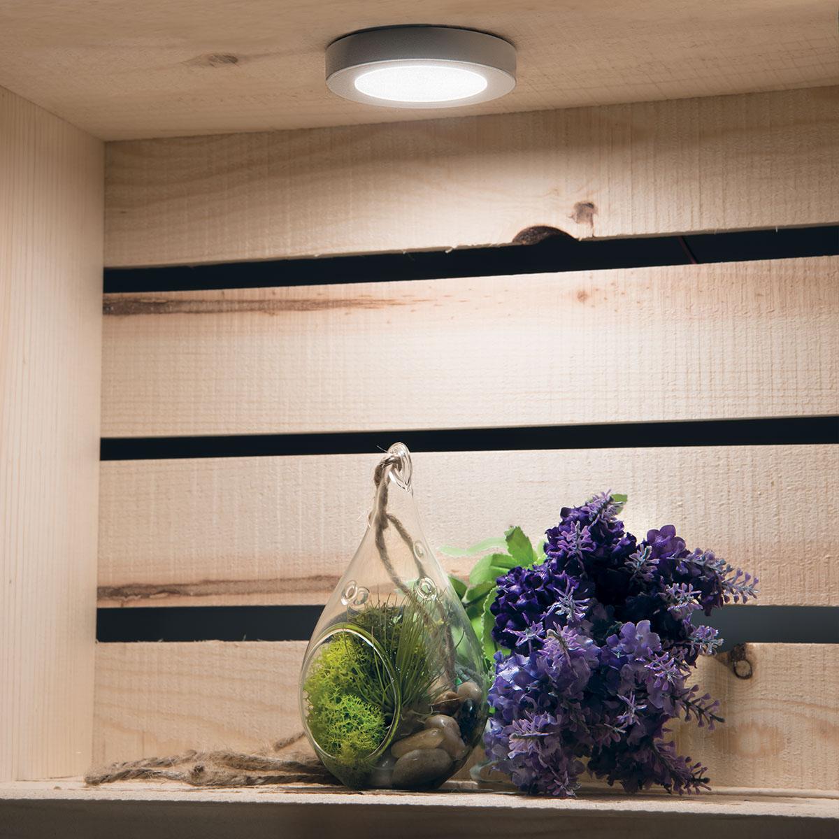 120V 3 CCT LED Puck Light - 290 Lumens, Single Wire Installation, Adjustable 2700K/3000K/3500K Color Temperature, Black - Perfect for Under Cabinet, Closet, and Staircase Lighting