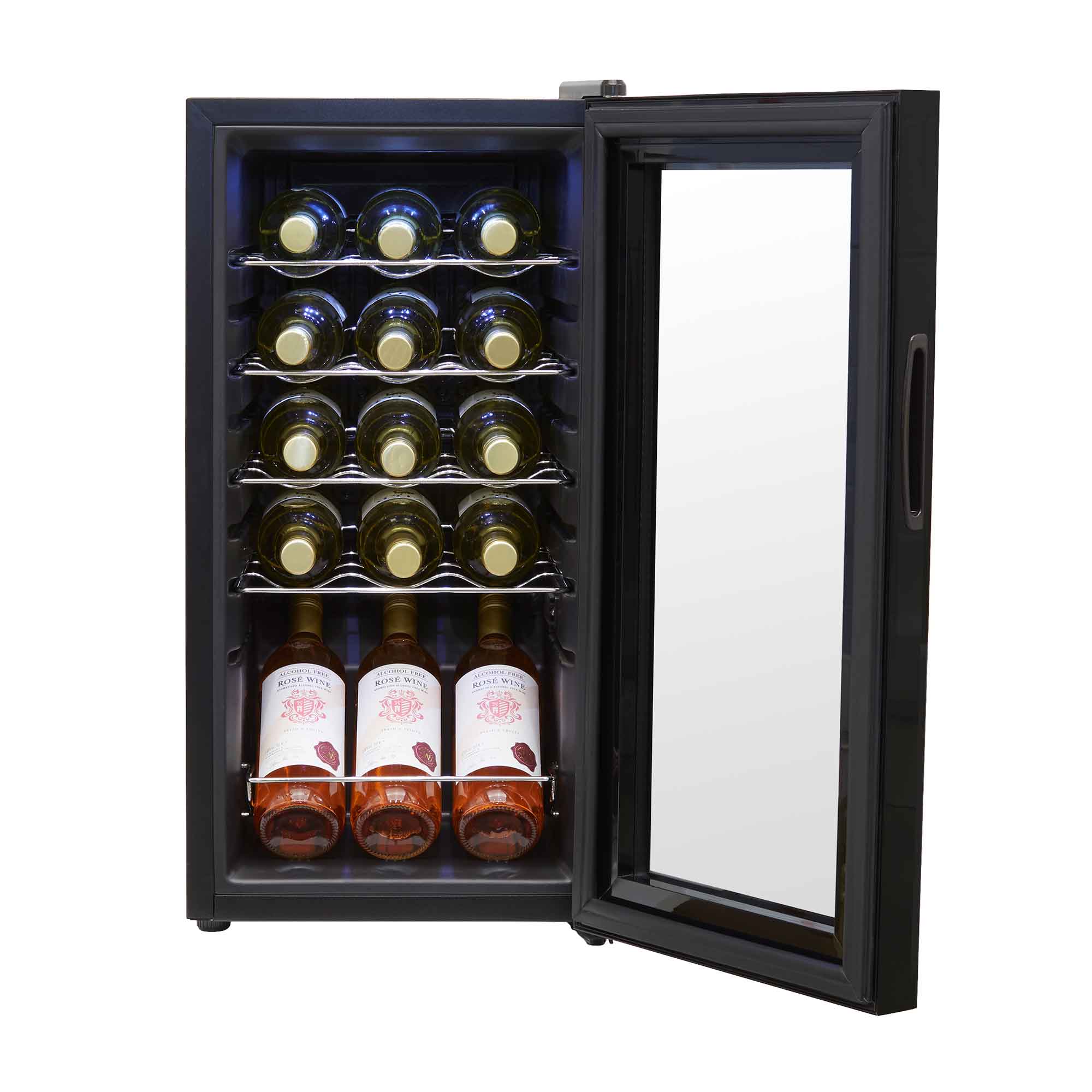 Baridi 15 Bottle Wine Fridge with Touch Controls & LED Light - Compact Black Wine Cooler for Home, Office, or Restaurant - Perfect for Red, White, and Sparkling Wine Storage