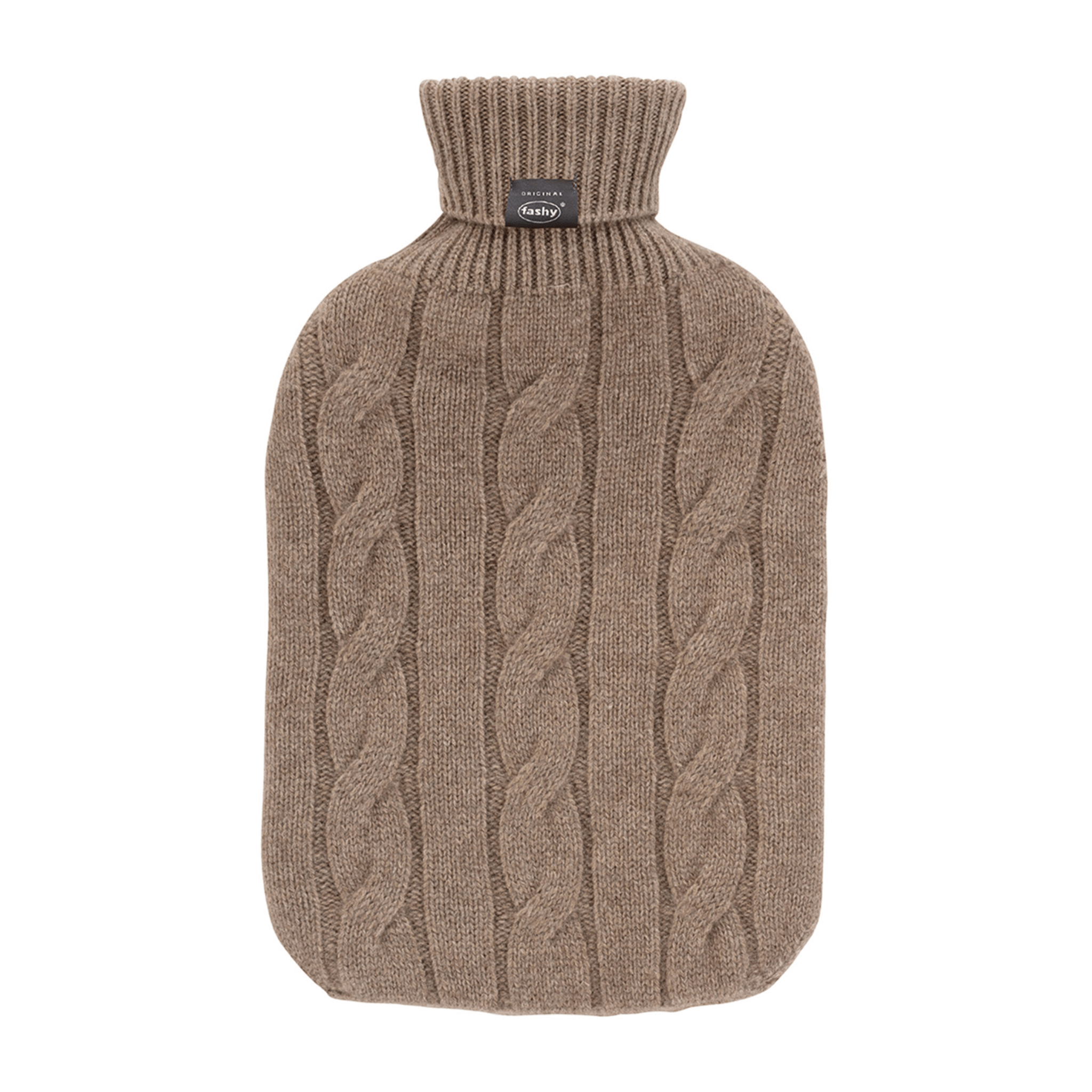2 Liter Fashy Hot Water Bottle with Soft Camel Plaid Knit Cover - Warm & Cozy for Winter Nights, Period Pain Relief, and Bed Warmers