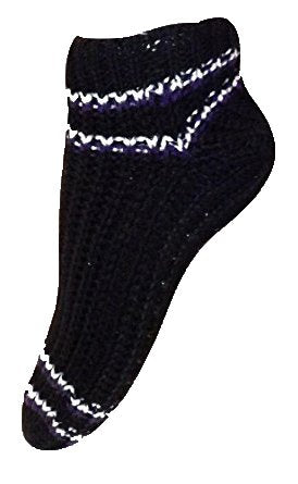 Women's Non-Slip Crochet Knitted Slipper Socks with Pom Poms - Cozy House Shoes for Winter, 2-Pack - Perfect for Indoor, Lounge, and Gift Giving