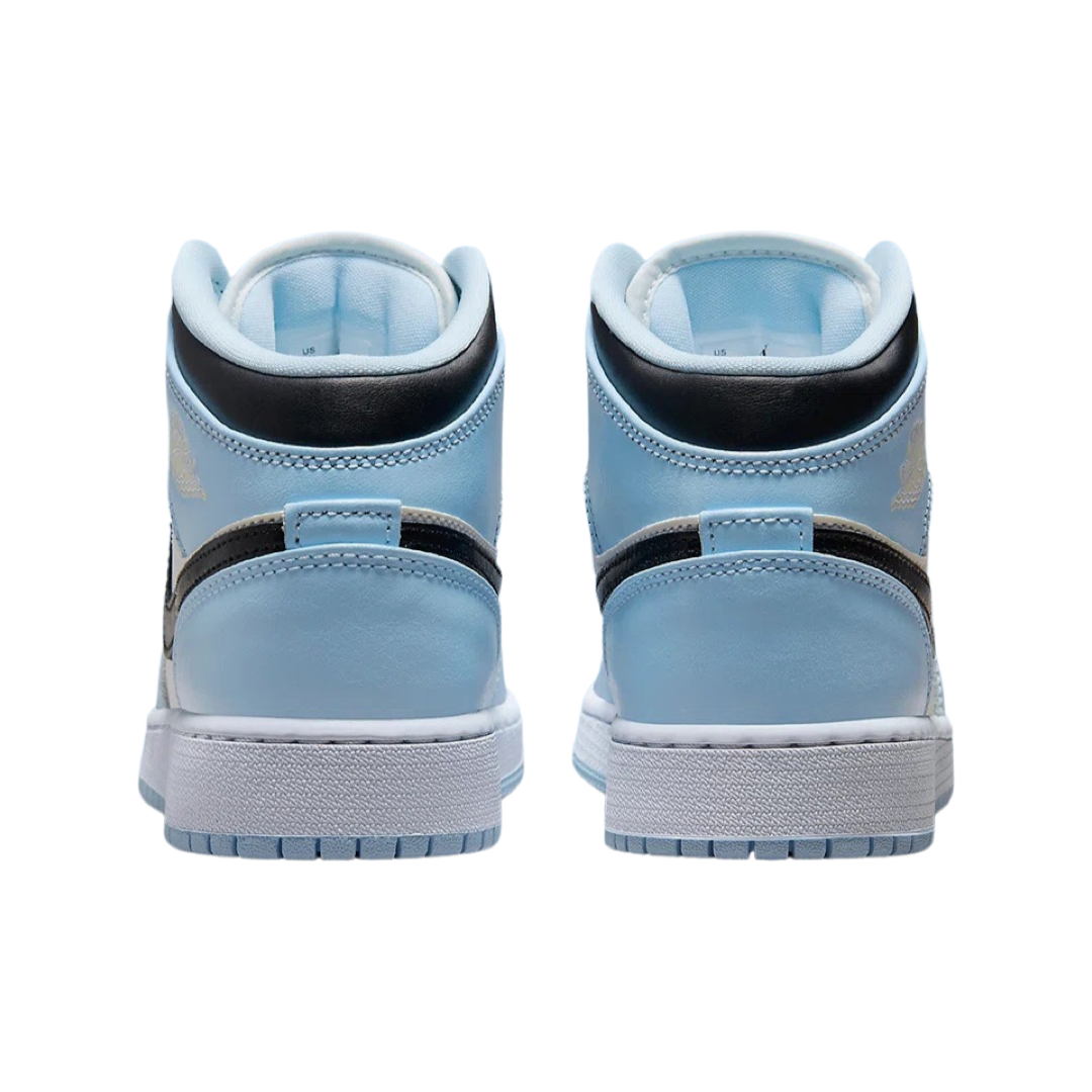 Air Jordan 1 Mid GS Sneakers - Ice Blue, Black & Sail White Colorway - Perfect for School, Basketball & Streetwear Fashion