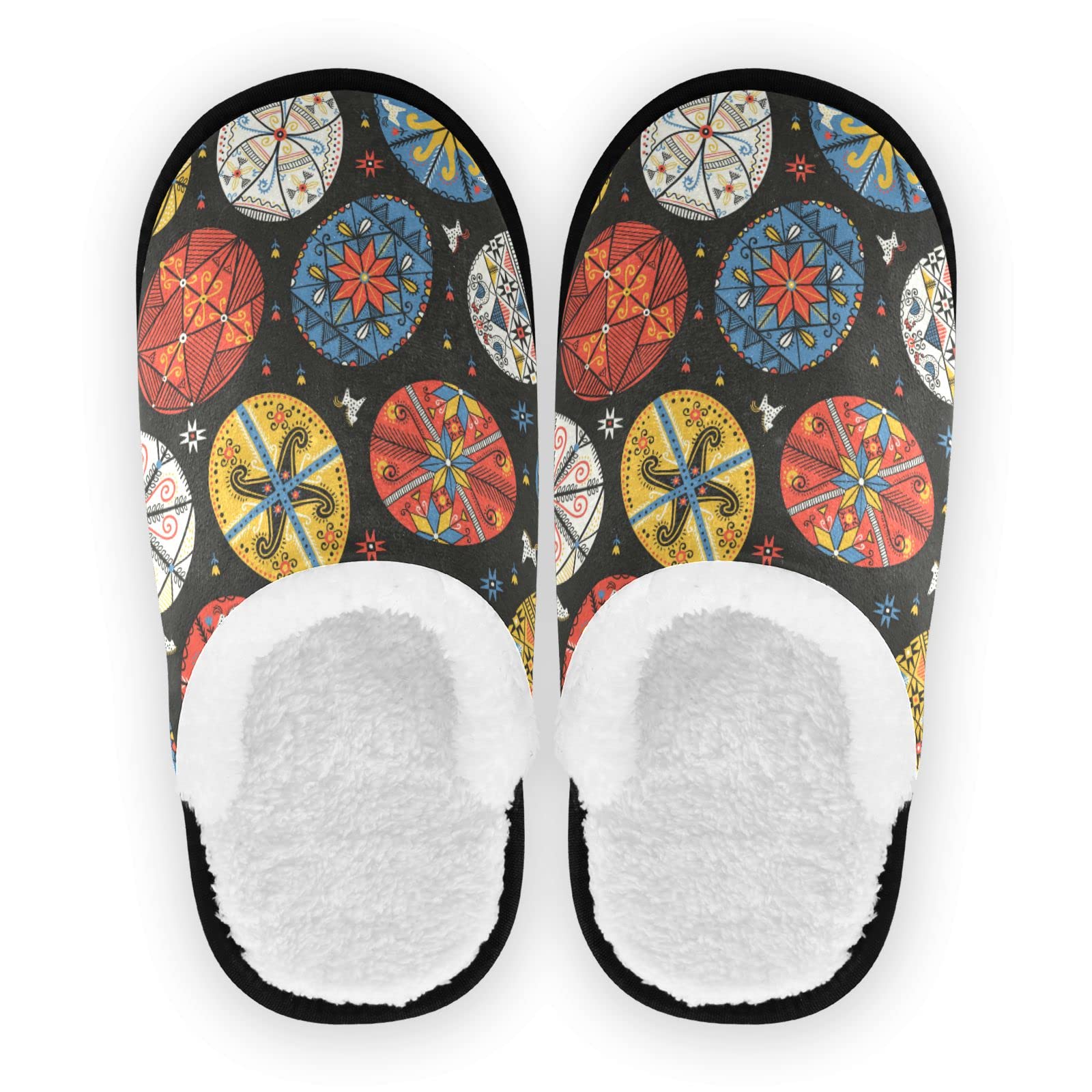 Vozoza Memory Foam Slippers for Women & Men - Non-Slip Indoor/Outdoor House Slippers with Easter Egg Design - Perfect for Home, Travel, Spa & Relaxation