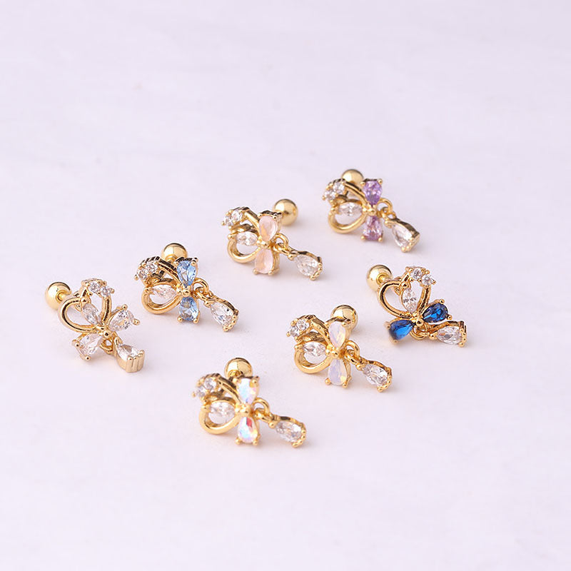 20G Cartilage Dangle Heart Stud Tragus Piercing Jewelry - Elegant Silver & Gold Earrings for Women | Perfect for Daily Wear, Parties & Gifts