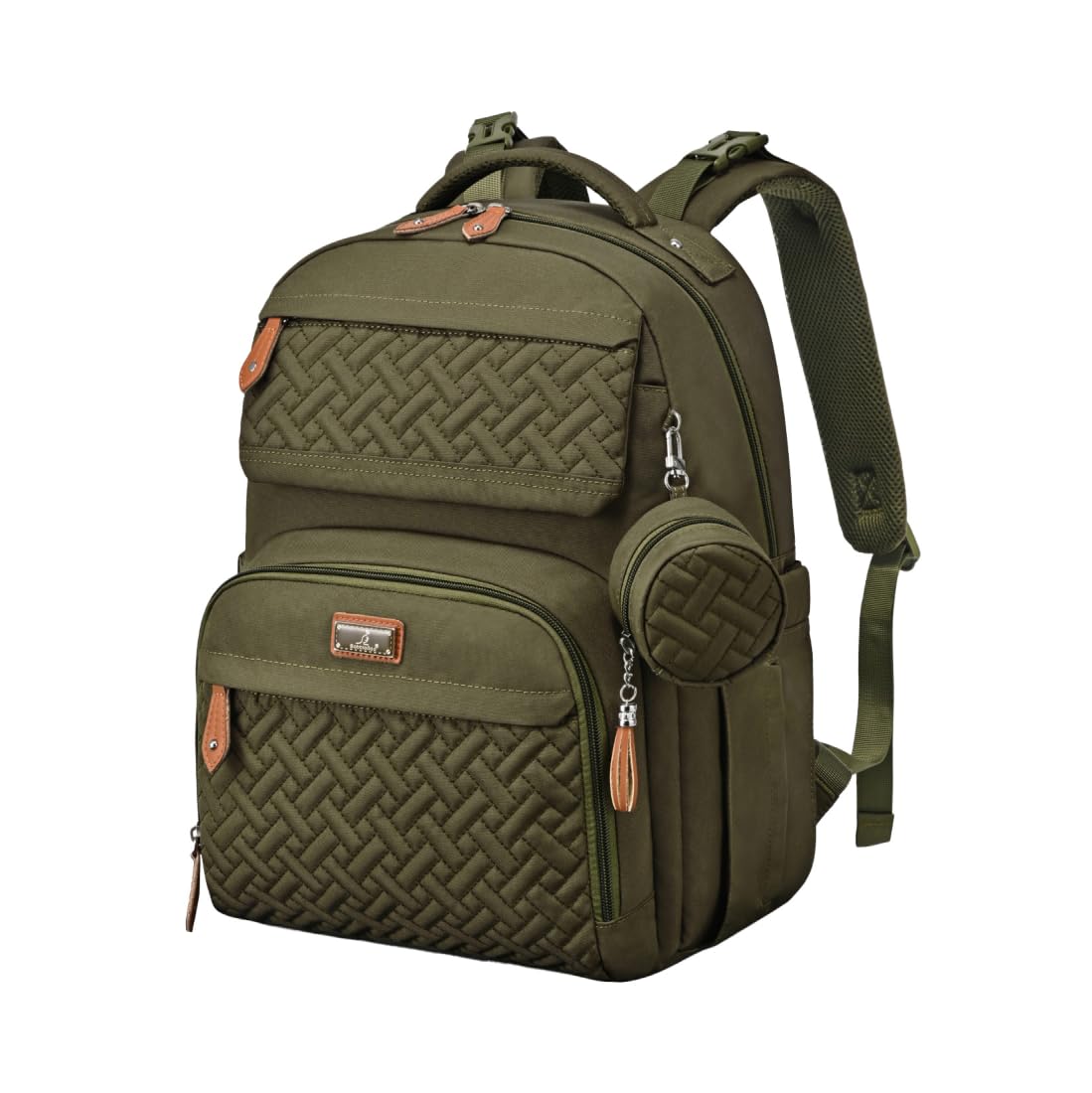 BabbleRoo Multifunctional Waterproof Diaper Backpack for Parents - Unisex Baby Travel Bag with Changing Pad, Pacifier Case & Stroller Straps (Army Green) | Perfect for Daycare, Air Travel & Family Outings