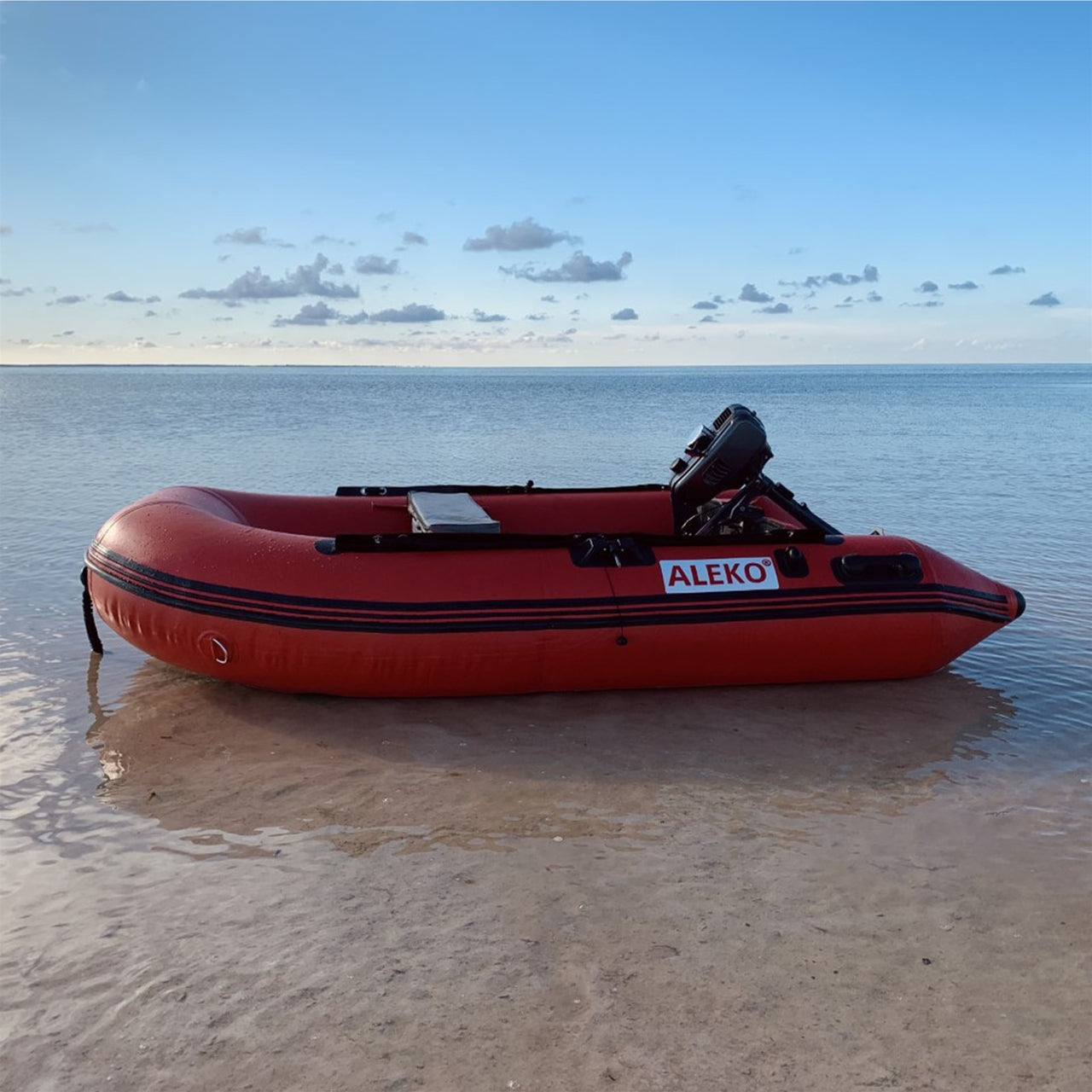 Aleko 10.5 Ft Red Inflatable Boat with Air Deck Floor - Perfect for Fishing, Leisure & Water Sports | Durable PVC Material | Easy to Transport & Store