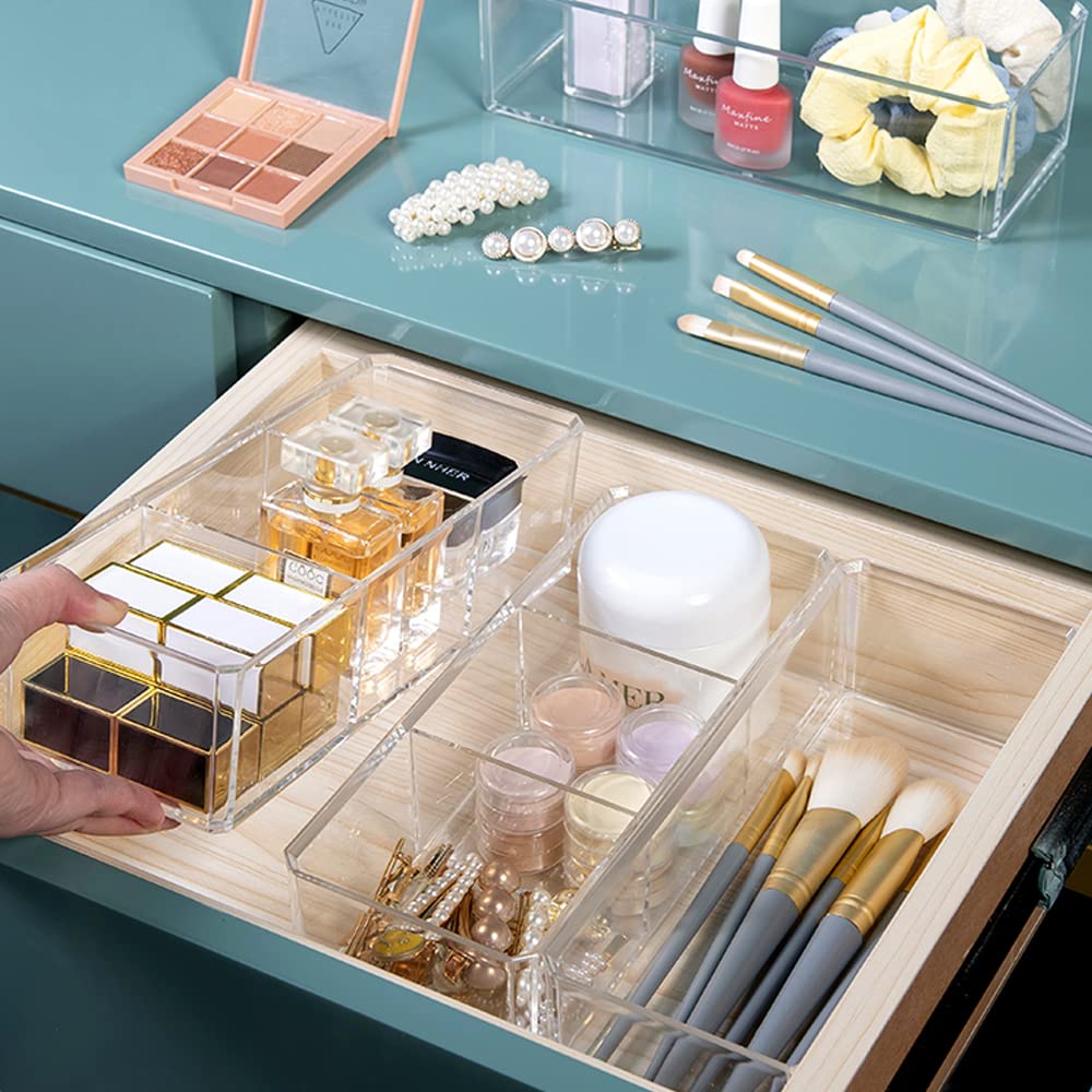 3-Layer Clear Acrylic Drawer Organizer - Detachable Makeup Storage for Vanity, Bathroom & Desk - Perfect for Nail Polish, Eyeshadow Palettes & Cosmetics Organization - Ideal for Home, Office & Travel Use