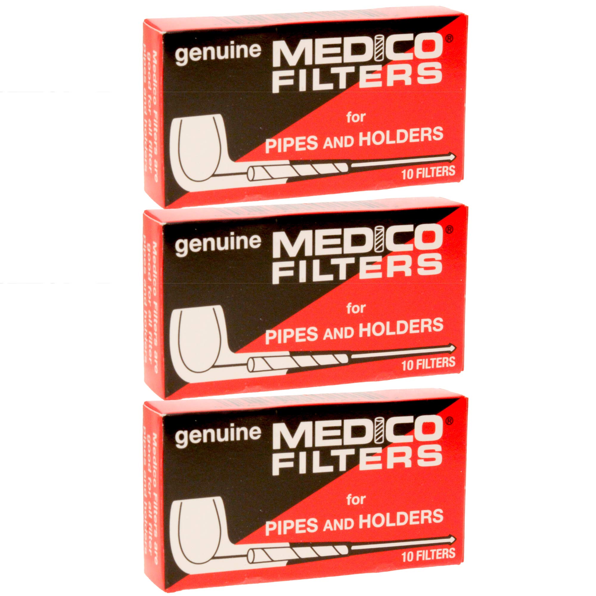 Medico Pipe Filters - 30 Pack (3 Boxes of 10) | Premium Quality Smoking Filters for Pipes & Holders | Perfect for Tobacco, Herbal Blends & Relaxation Sessions