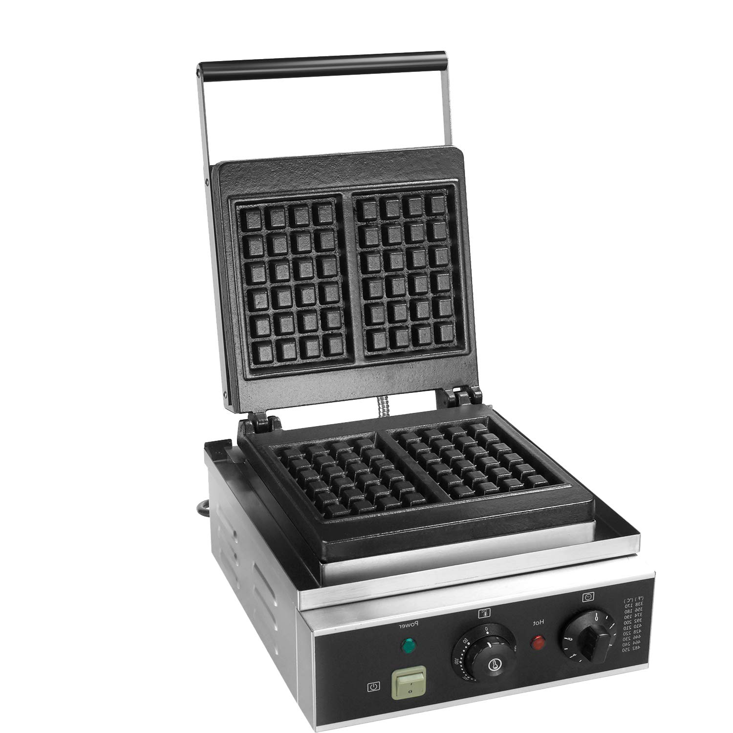 Commercial Square Belgian Waffle Maker - Nonstick 2-Slice Waffle Iron with Timer - Perfect for Breakfast, Brunch & Cafes (110V, Silver) - Make Authentic Belgium Waffles at Home or Restaurant