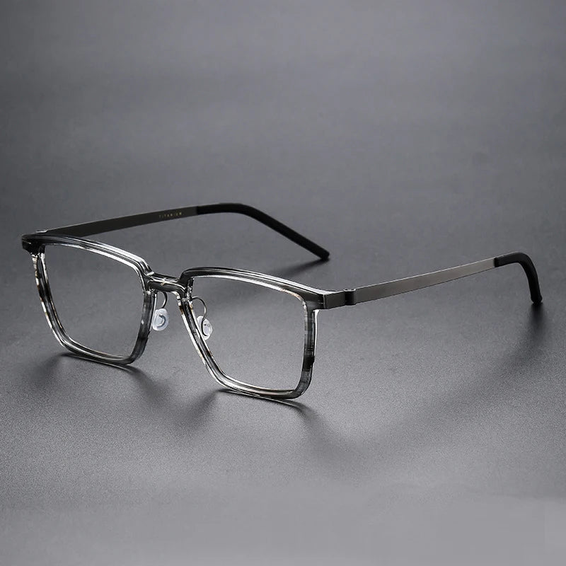 Stylish Unisex Black Titanium Acetate Square Eyeglasses D844 - Perfect for Work, Reading & Fashion Accessories