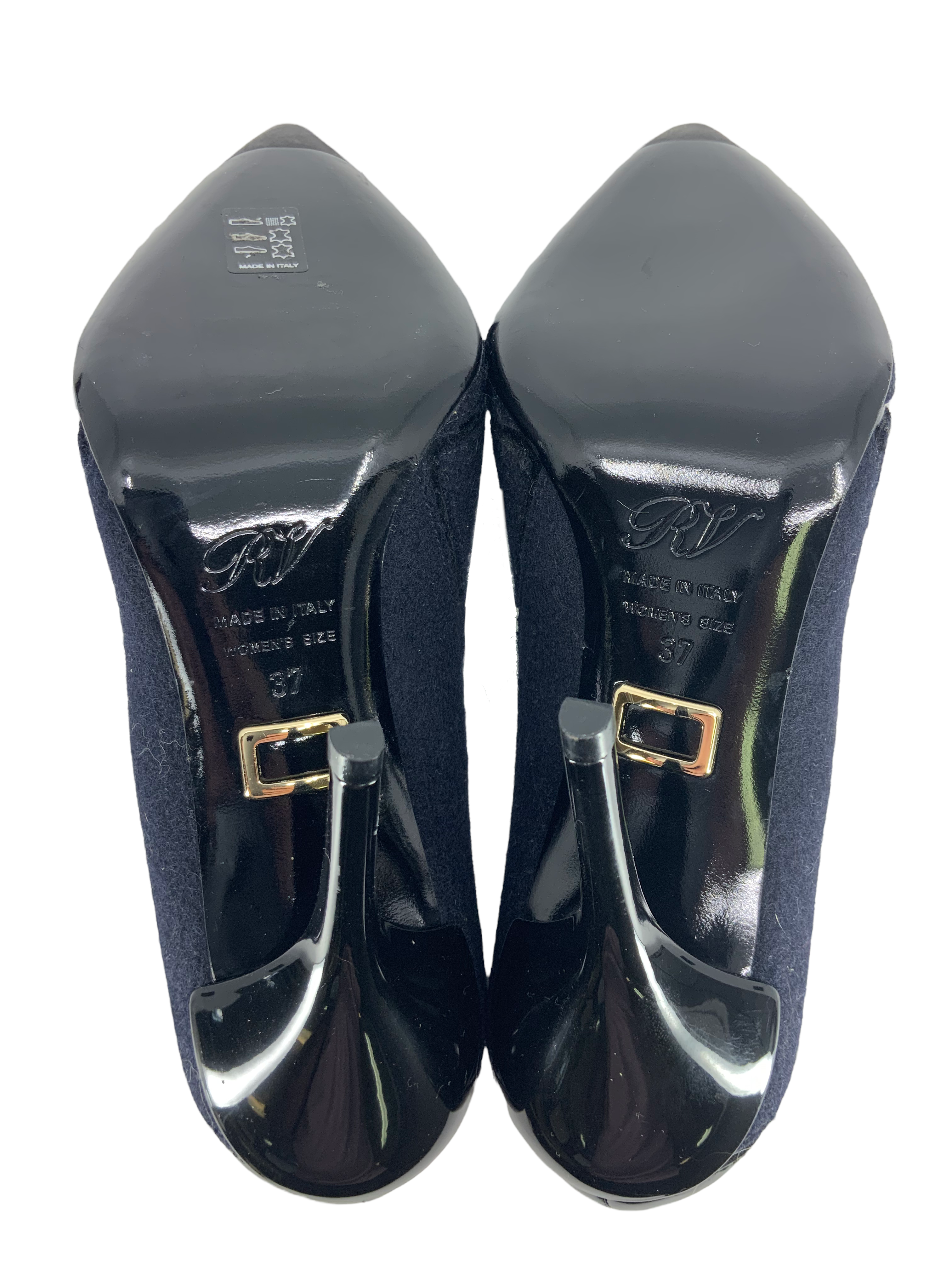 Roger Vivier Quilted Felt & Patent Leather Pumps Women's Size 7 - Elegant Dress Shoes for Weddings, Parties & Formal Events
