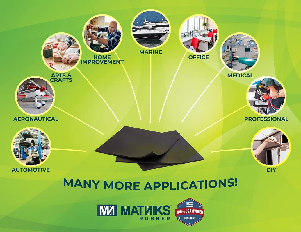 MATNIKS Neoprene Rubber Sheet - Heavy Duty 60A Grade, 12x12x1/8 Inch Black Rubber Mat for Plumbing, Gaskets, DIY Projects, Floor Protection, Sealing & Leveling | Waterproof, Durable & Versatile for Home, Workshop & Industrial Use