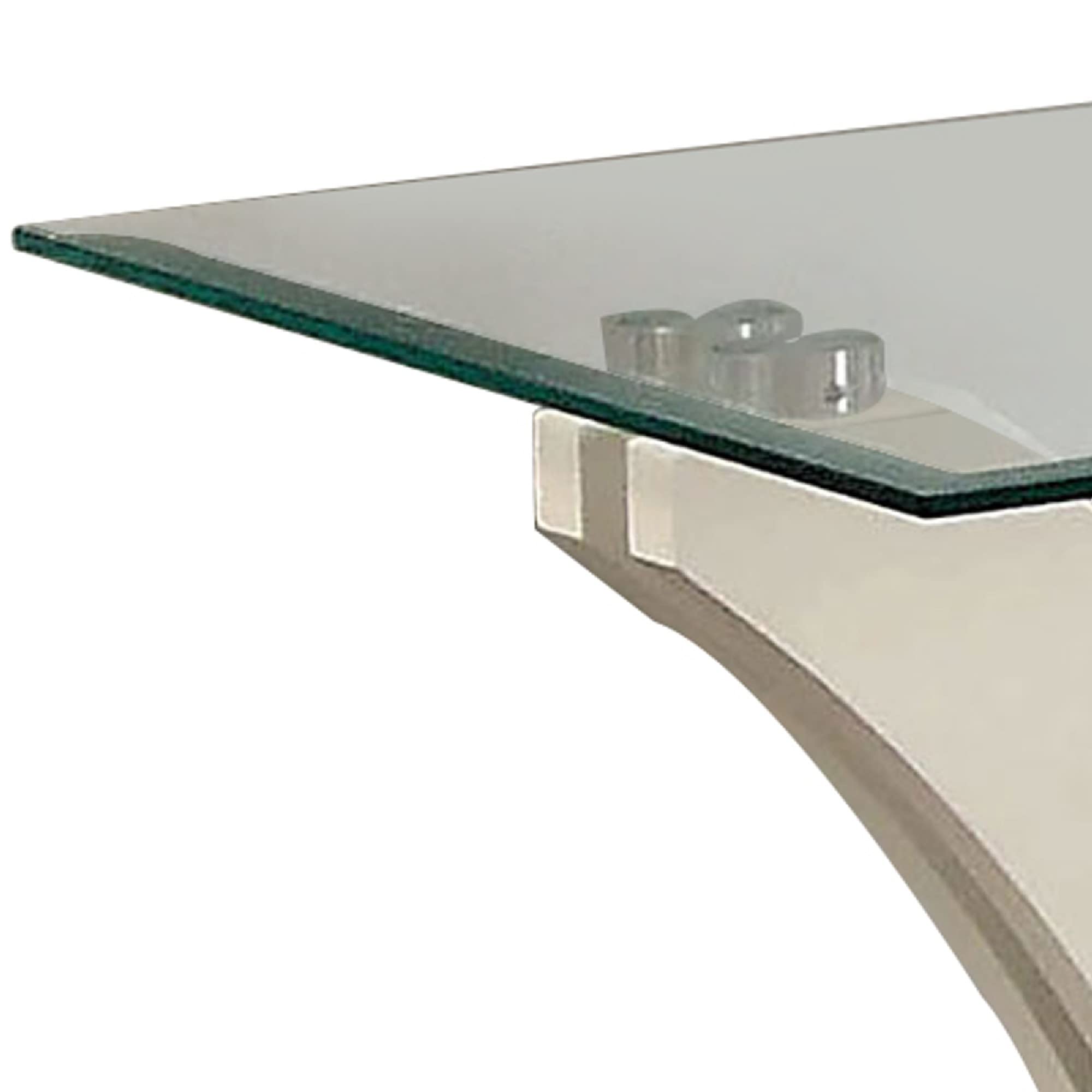 Benjara Modern Two-Tone Flared Base End Table with Tempered Glass Top - White and Gray - Perfect for Living Room, Bedroom, or Office Decor