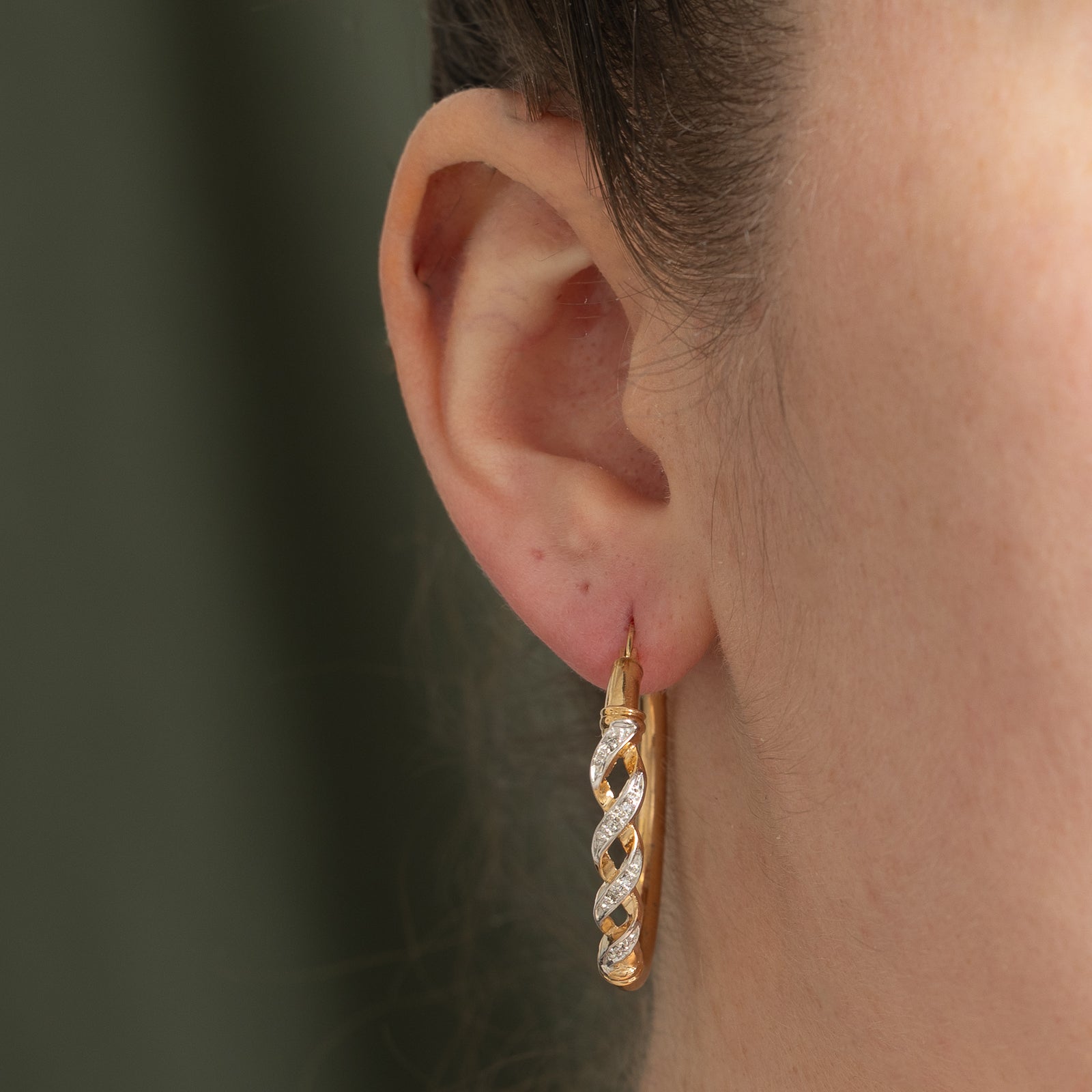 0.06ctw Diamond Crossover Hoop Earrings for Women - Elegant 14K Gold Plated Dangle Earrings for Parties, Weddings & Everyday Wear