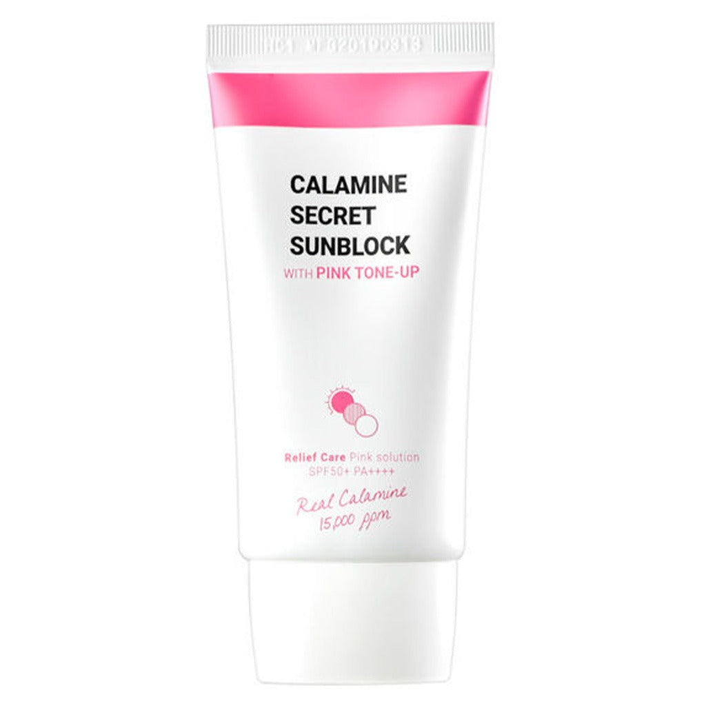 K Secret Calamine Secret Sunblock SPF 50+ PA++++ - Pink Tone Up Sunscreen for Face & Body, 50ml - Oil-Free, Non-Greasy Formula for Daily UV Protection & Brightening Skin Tone - Perfect for Beach, Outdoor Activities & Everyday Use