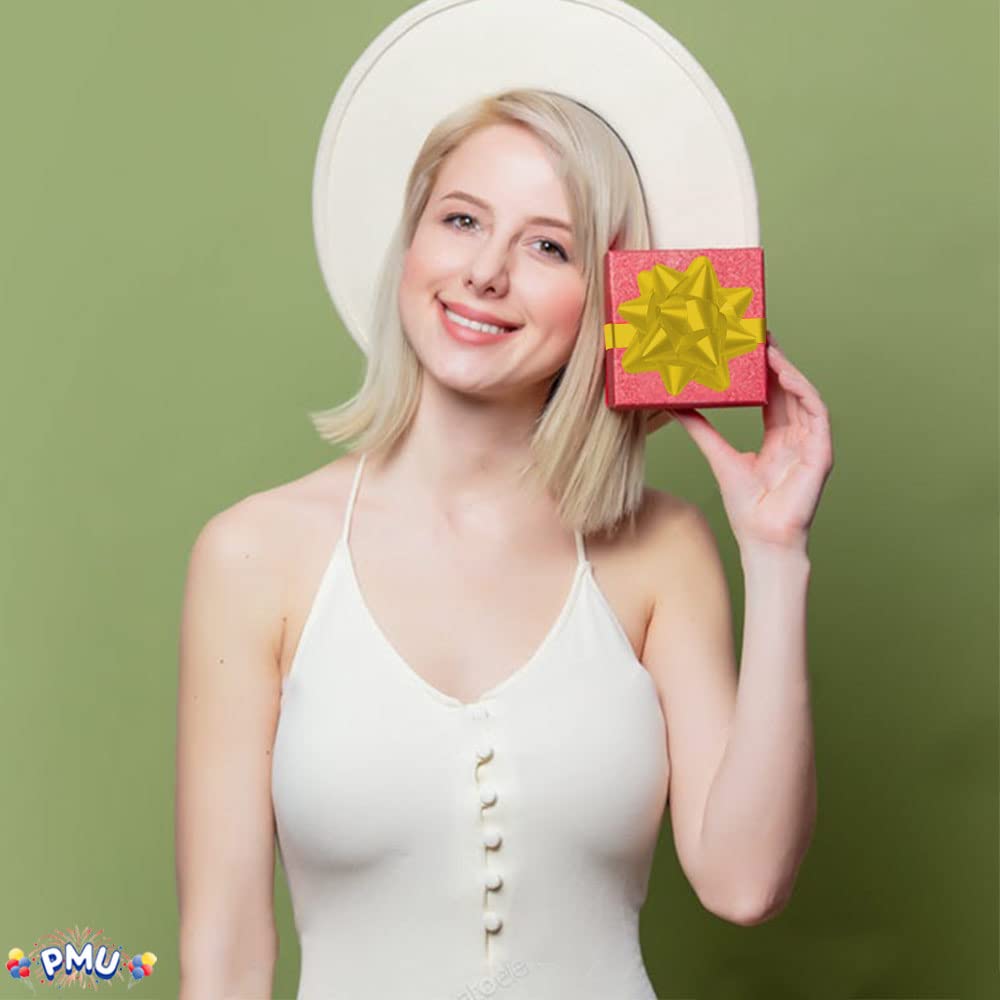 PMU Decorative Star Gift Bows 3-3/4 Inch Medium Yellow (12-Pack) - Perfect for Christmas Presents, Party Decorations & Gift Wrapping