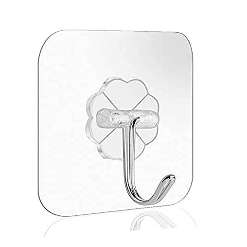 YOZONKY 10-Pack Heavy Duty Self-Adhesive Wall Hooks - Transparent Plastic Hanging Hooks with Strong Adhesive for 10kg Max Weight - Perfect for Bathroom, Kitchen, Bedroom Organization & Home Decor