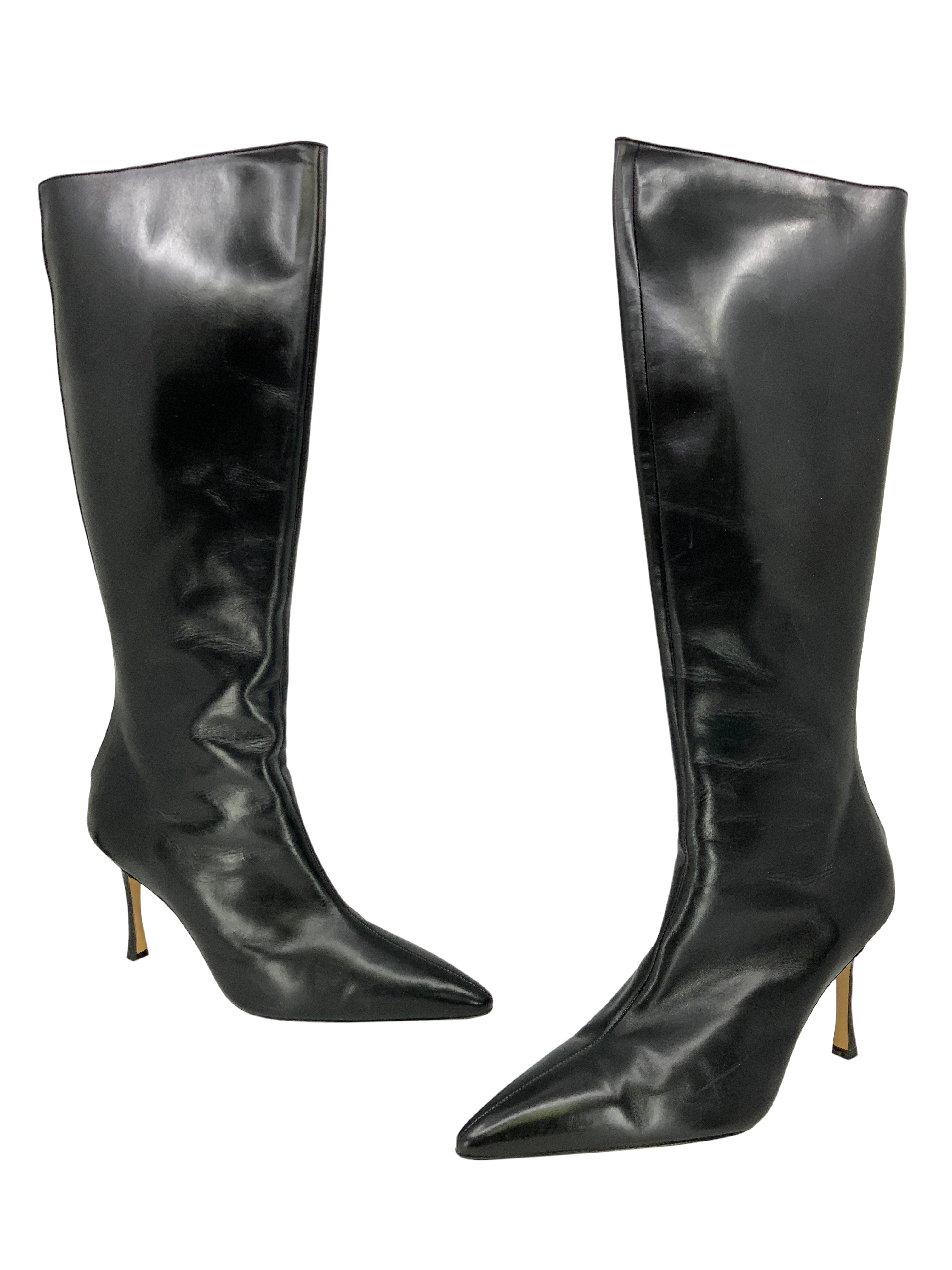 Manolo Blahnik Genuine Leather Knee High Boots for Women - Size 11 US - Elegant & Comfortable Winter Fashion Boots for Office, Party & Night Out