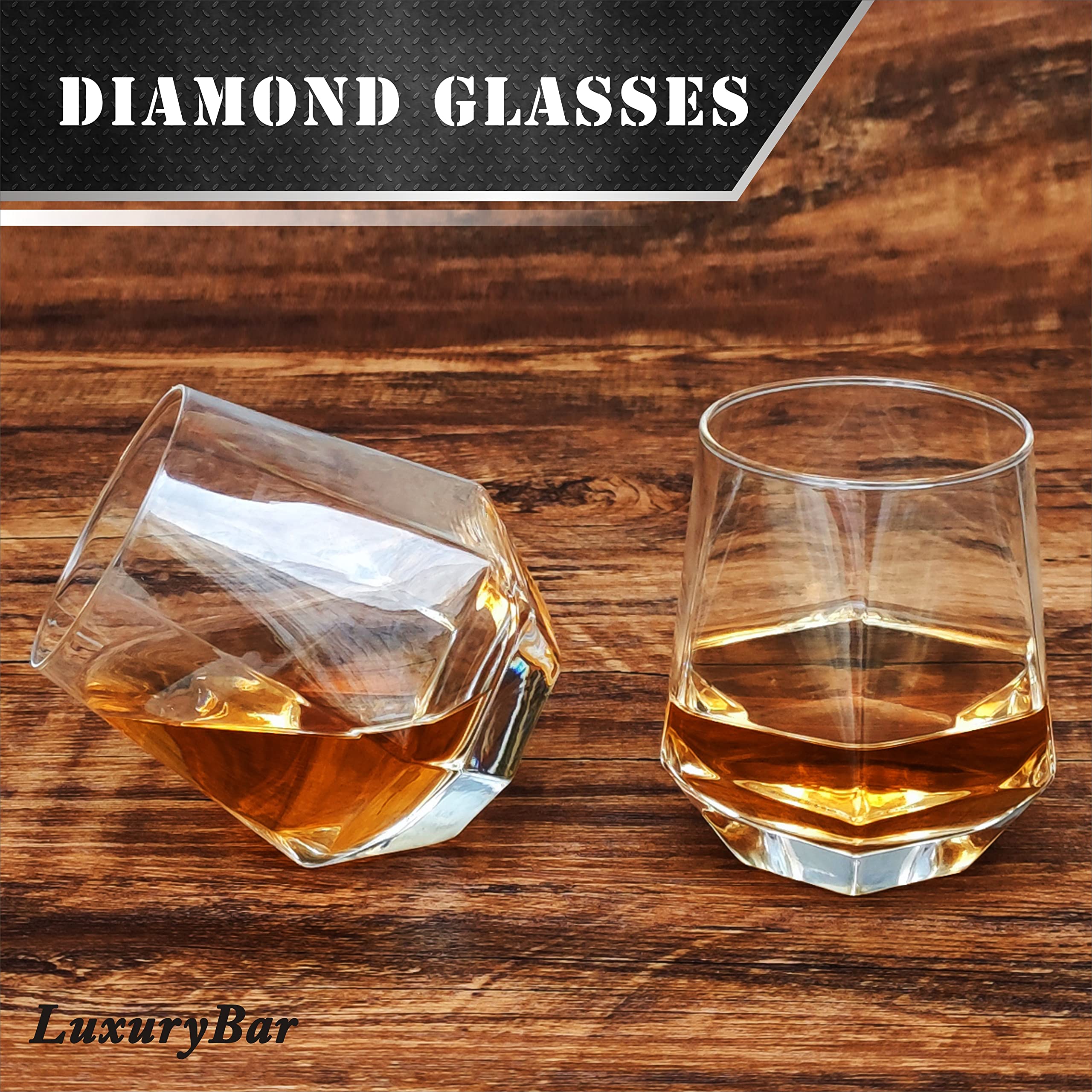 Premium Diamond-Cut Whiskey Decanter Set with ChillBall & Tray - Elegant Bourbon Liquor Dispenser - Perfect Gift for Men - Ideal for Home Bars, Dinner Parties & Whiskey Tasting Events