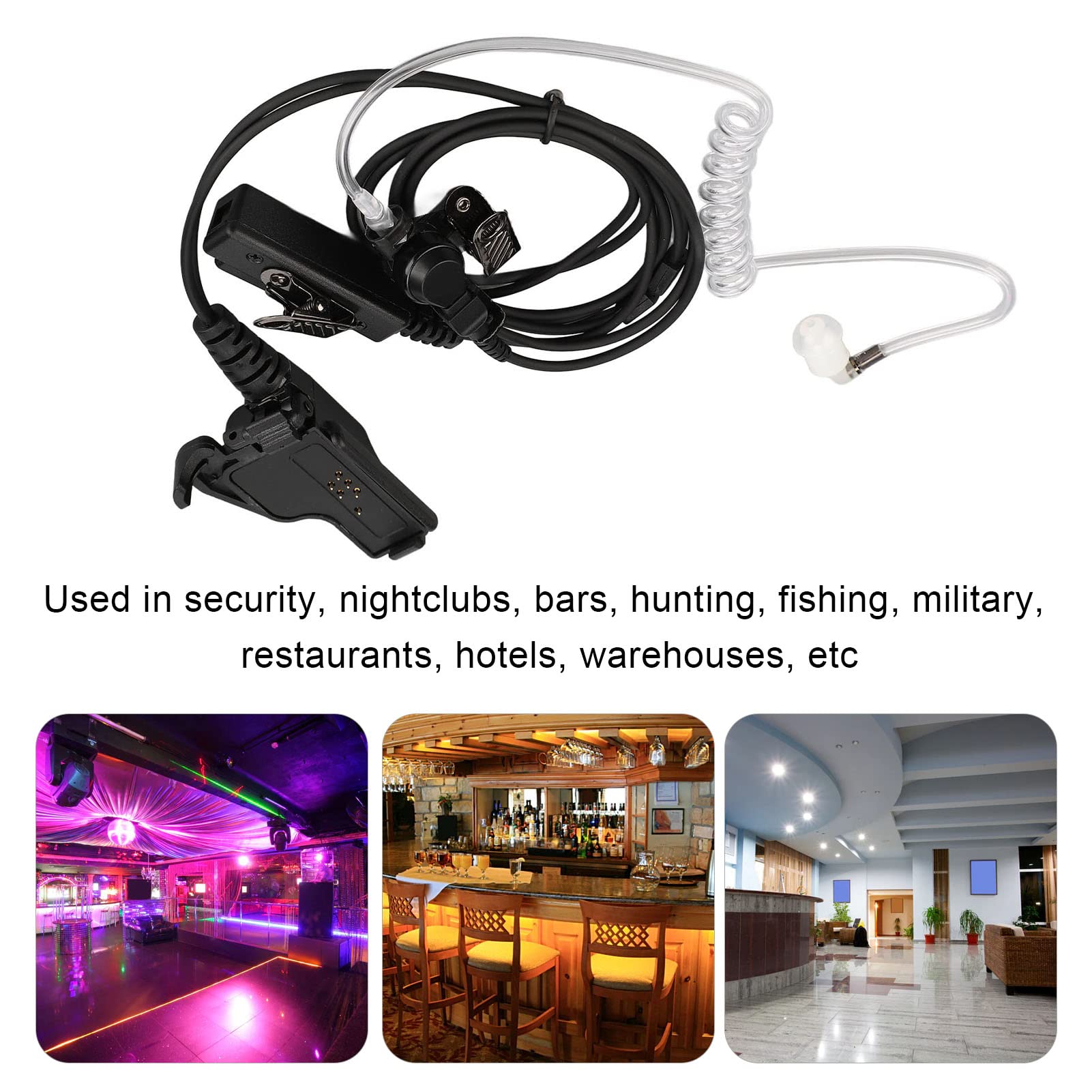 Noise Canceling Walkie Talkie Earpiece - Compatible with HT1000 MT2000 MTS2000 MTX8000 JT1000 & Other 2-Way Radios, Concealed Acoustic Tube Earphone for Security Guards, Bartenders & Event Staff - Ideal for Nightclubs, Construction Sites & Crowded Venues