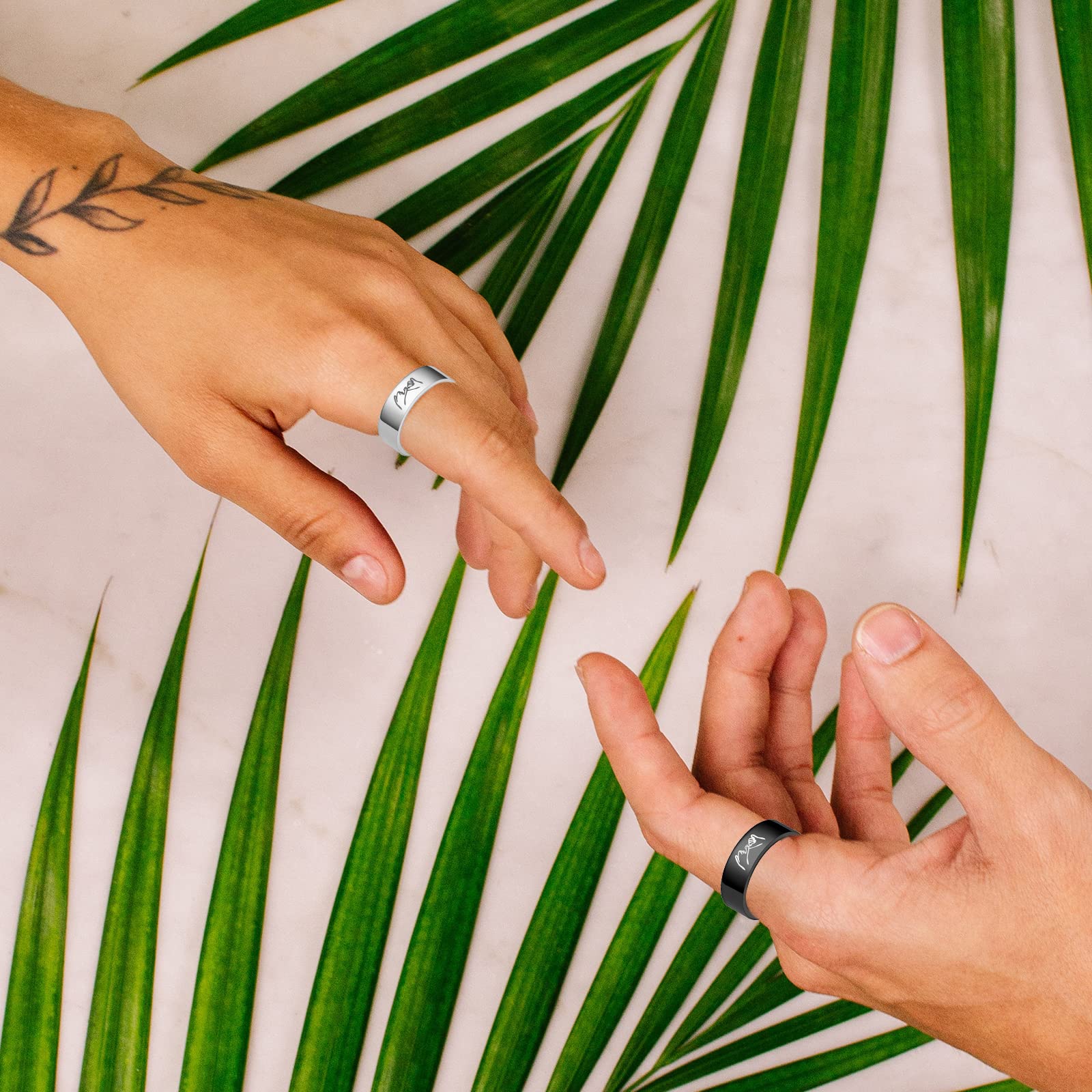 2PCS Pinky Promise Rings for Couples - Matching Love Bands for Women & Men | Wedding, Friendship Gift