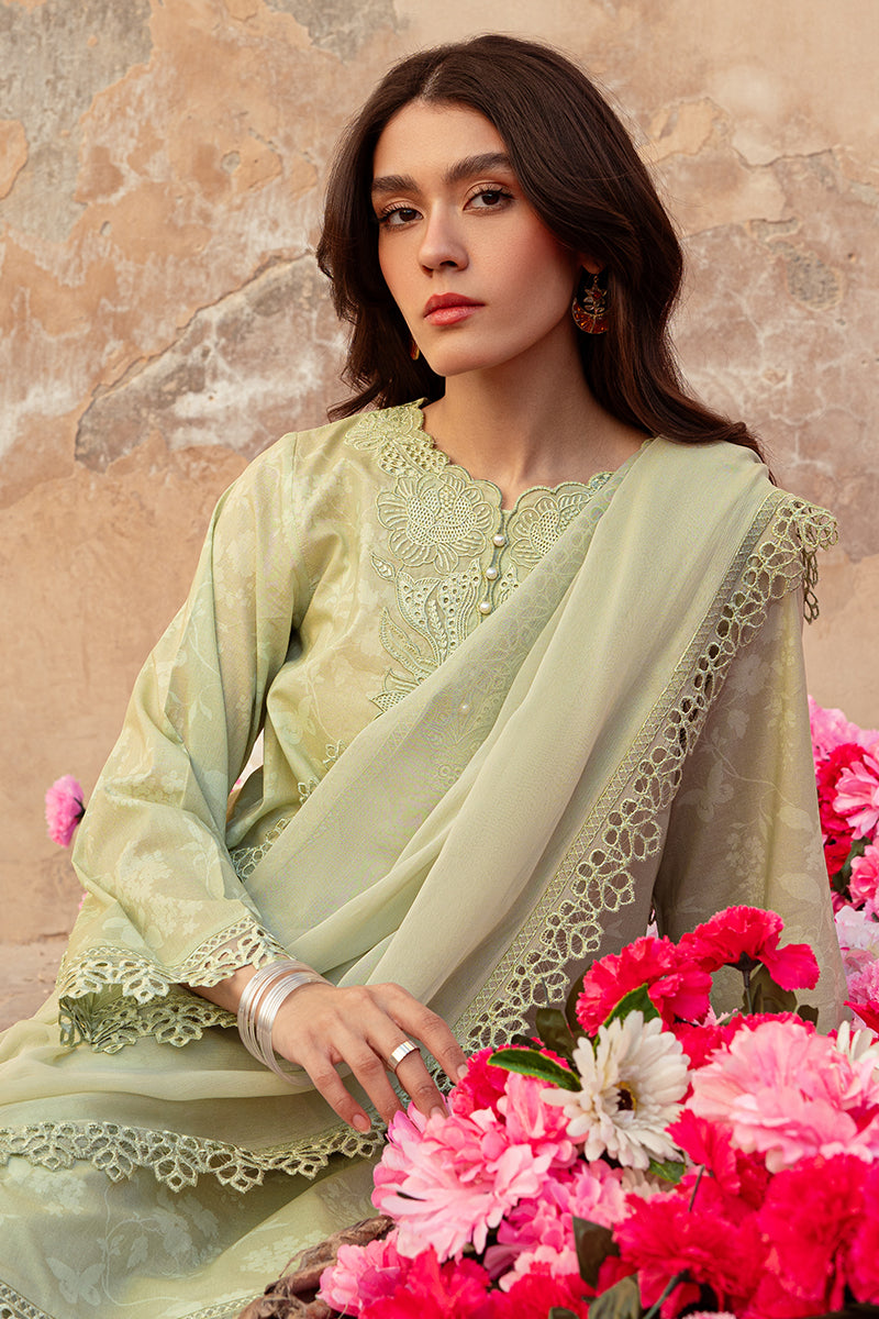 Misted Green 3-Piece Lawn Printed Suit for Women - Lightweight Summer Outfit for Weddings, Parties & Casual Wear