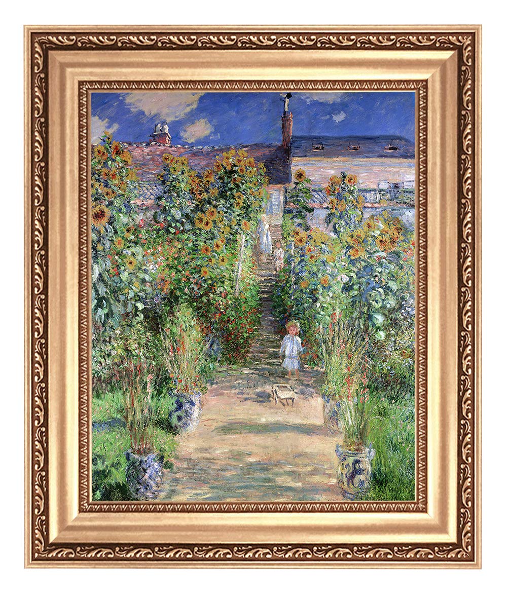ELITEART Monet's Garden at Vétheuil Framed Oil Painting Reproduction - 35