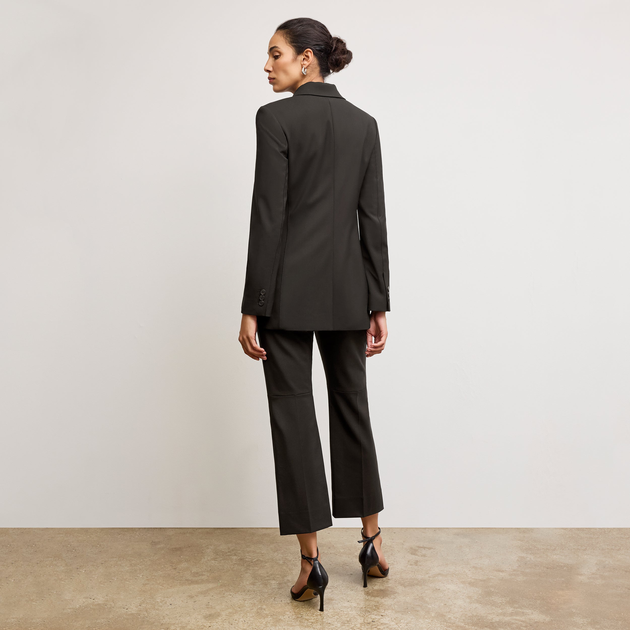 Tessa Kick Flare Trouser - Washable Wool Twill Pants for Women | Black | Office Wear & Casual Outfits