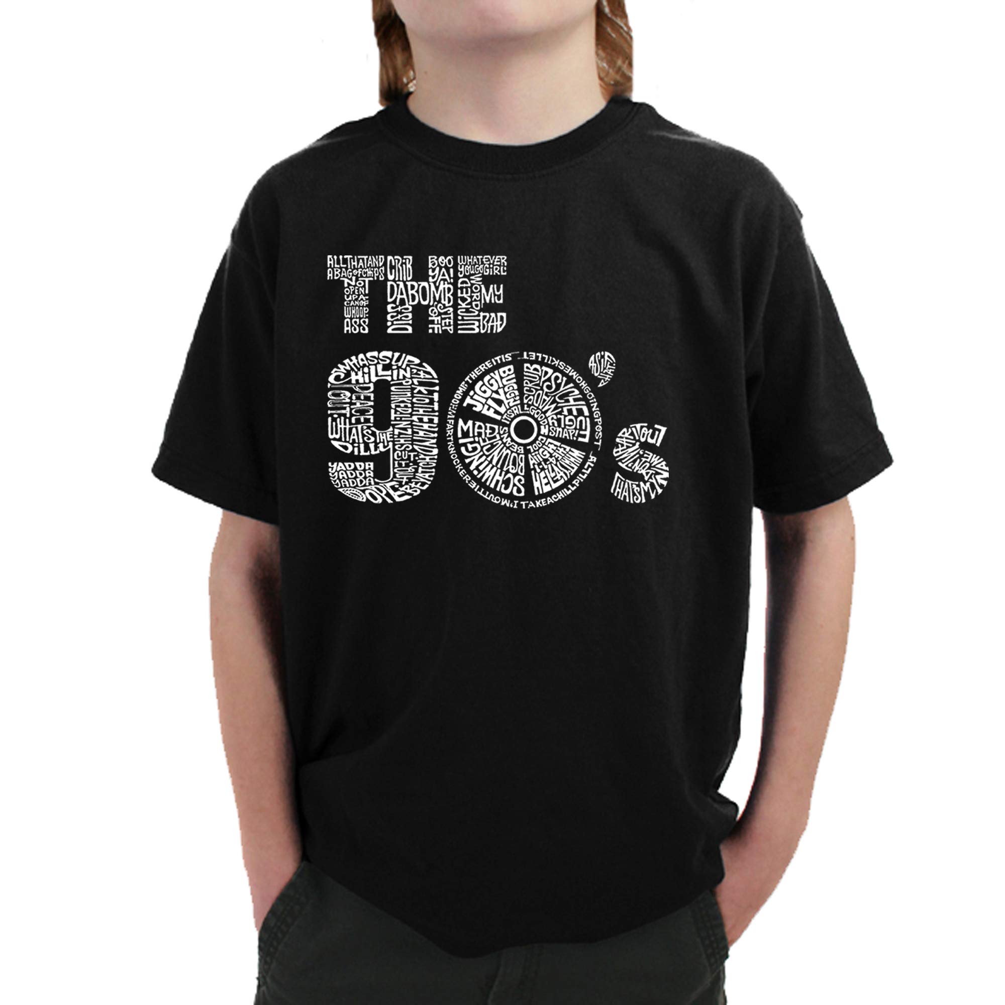 LA POP ART Boys' Word Art Graphic T-Shirt - 90s Retro Vintage Style Tee for Casual Wear, Street Fashion & Hip Hop Outfits