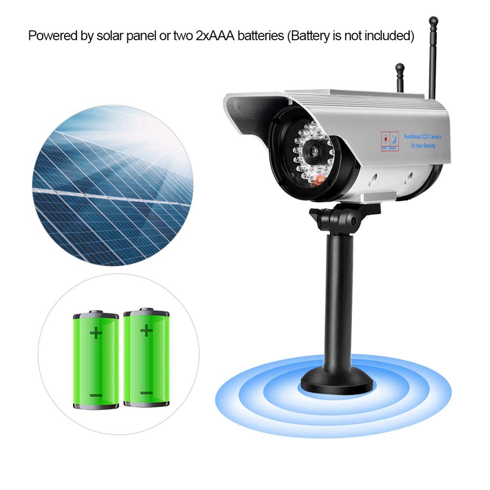 Walfront Solar Powered LED Fake Security Camera - Outdoor Dummy Surveillance Camera with Weatherproof Design for Home & Business Protection | Ideal for Deterring Burglars & Enhancing Safety
