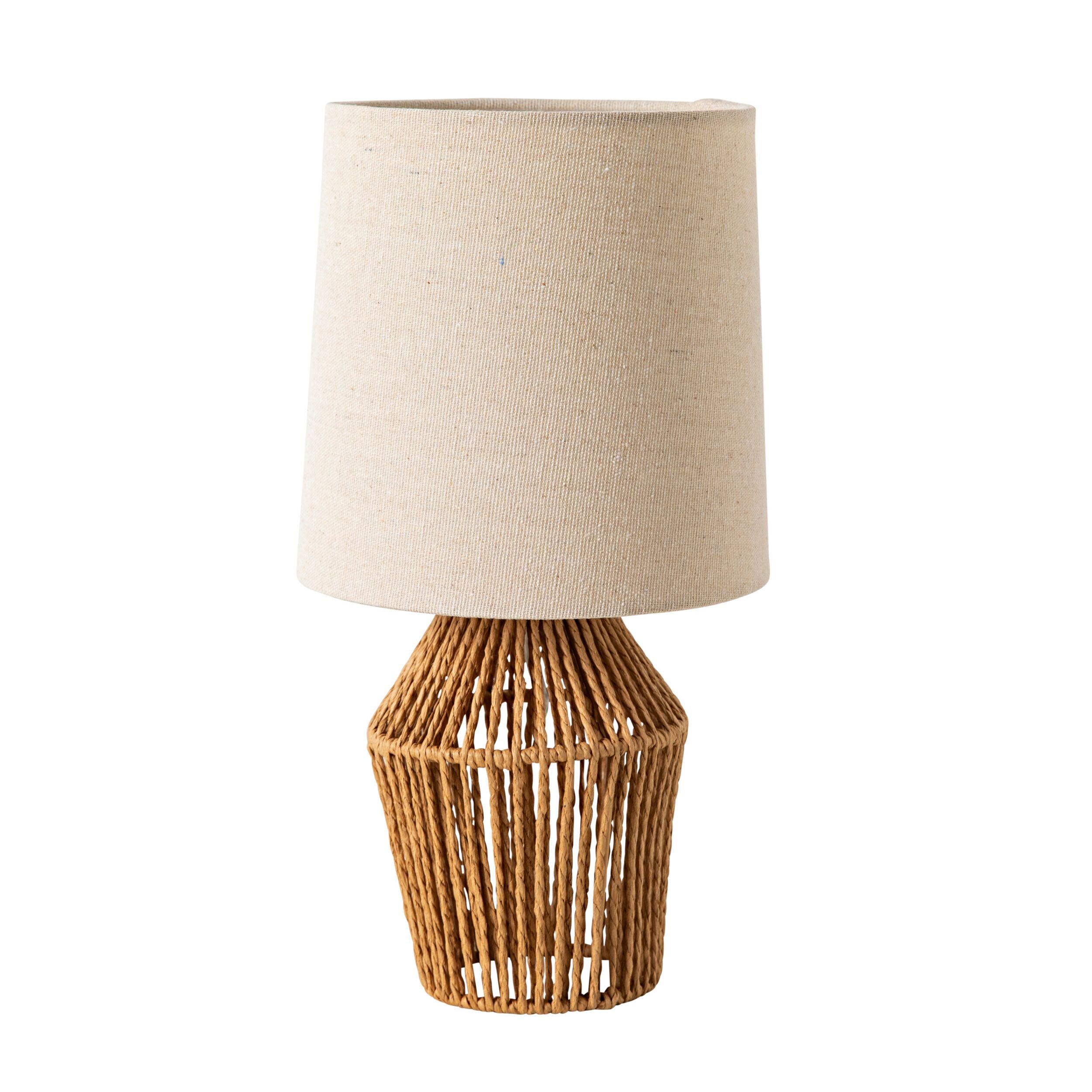 Beatrice Rope Table Lamp - 32cm Modern Rattan Nightstand Light for Bedroom, Living Room & Office Decor | Natural Woven Shade with Warm White Bulb