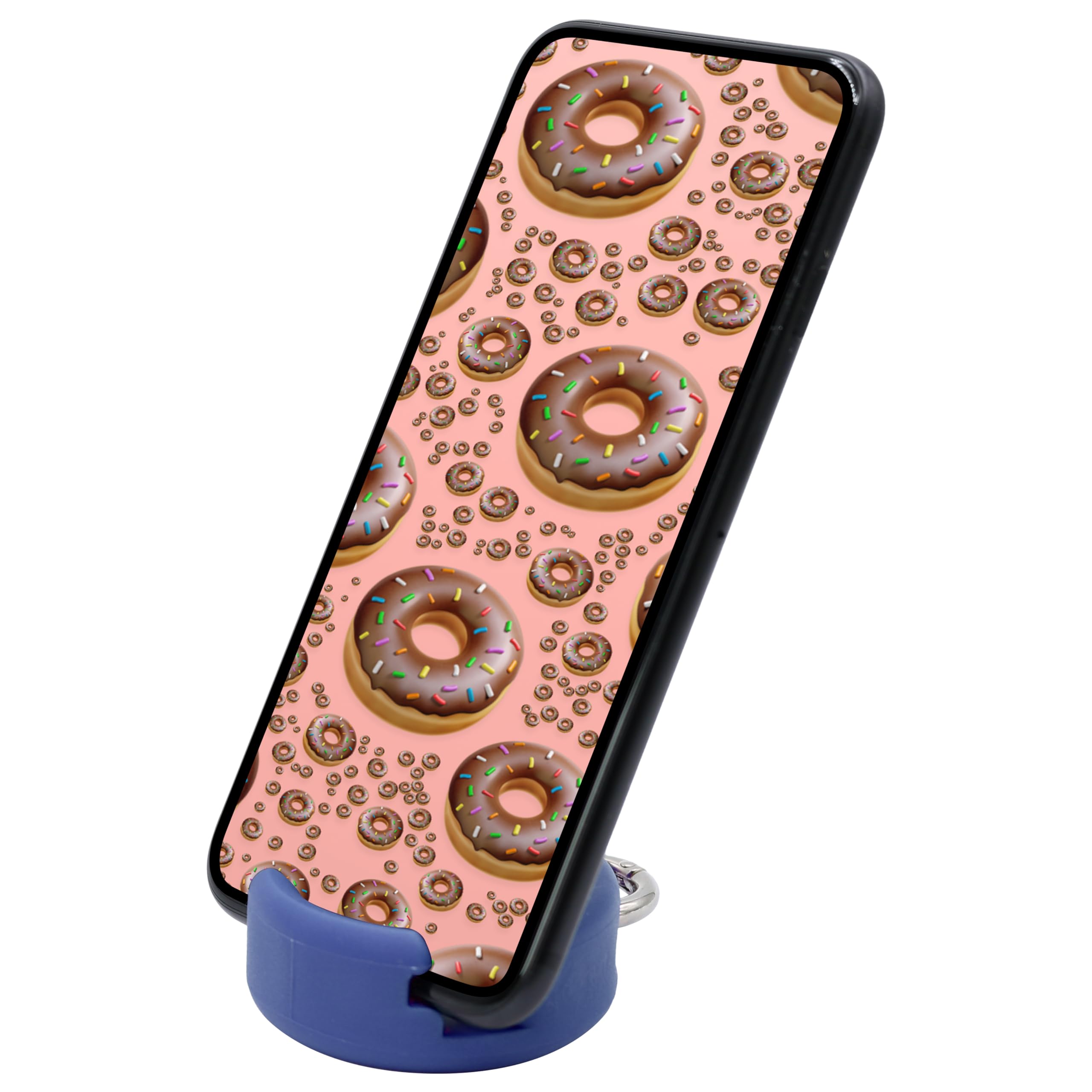 GoDonut Mini Portable Keychain Phone Stand - Universal Cell Phone Holder for iPhone, iPad Mini & Most Smartphones - Blue Desk Accessory - Perfect for Travel, Office & Nightstand Use - Compact Design for On-the-Go Convenience