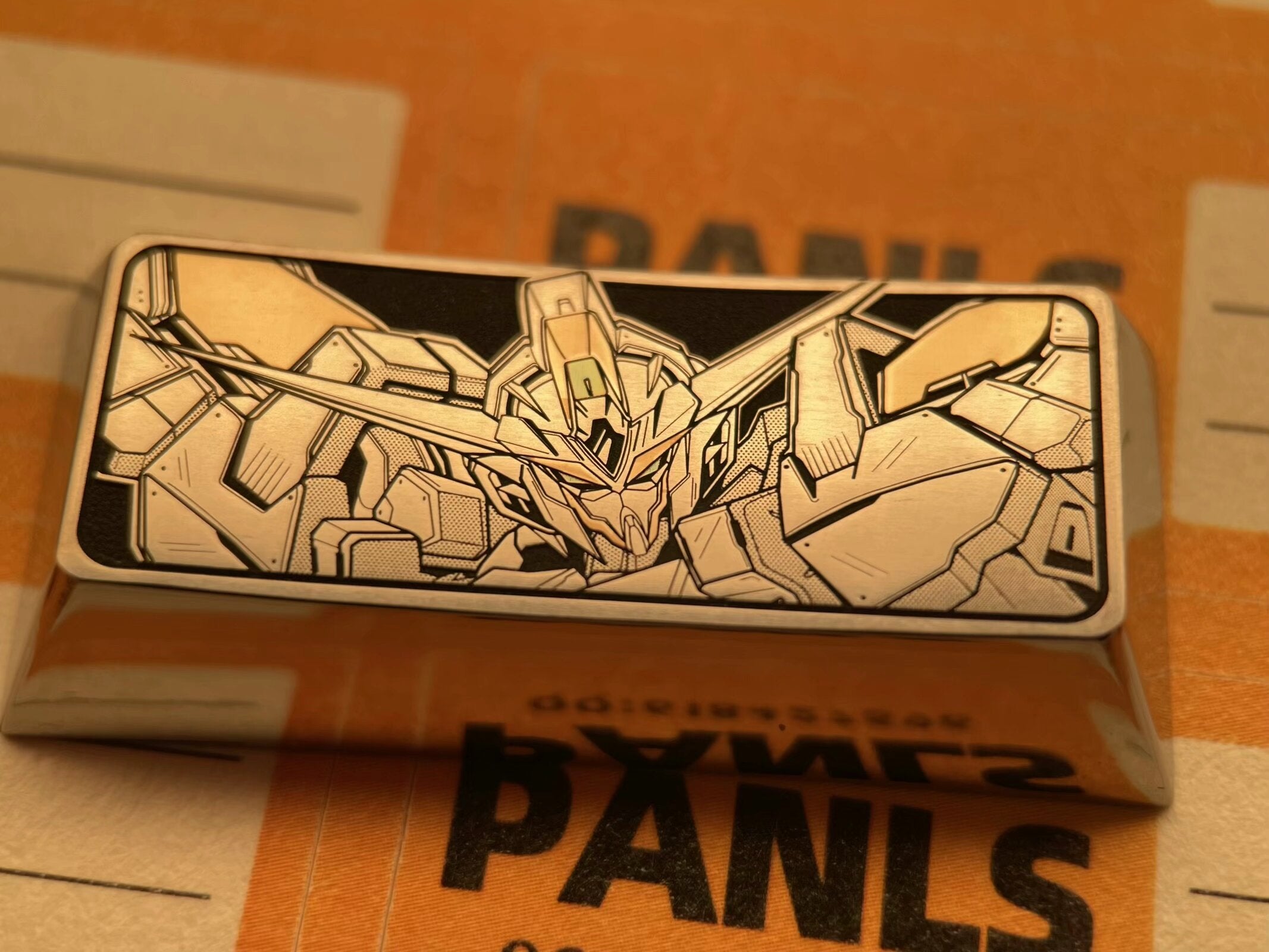 Premium Gundam Metal Titanium Alloy Engraved Keycaps 2.25U/2.75U - Custom Mechanical Keyboard Keycaps for Gaming PC & Office - Anime Themed Decorative Keycaps for Gundam Fans